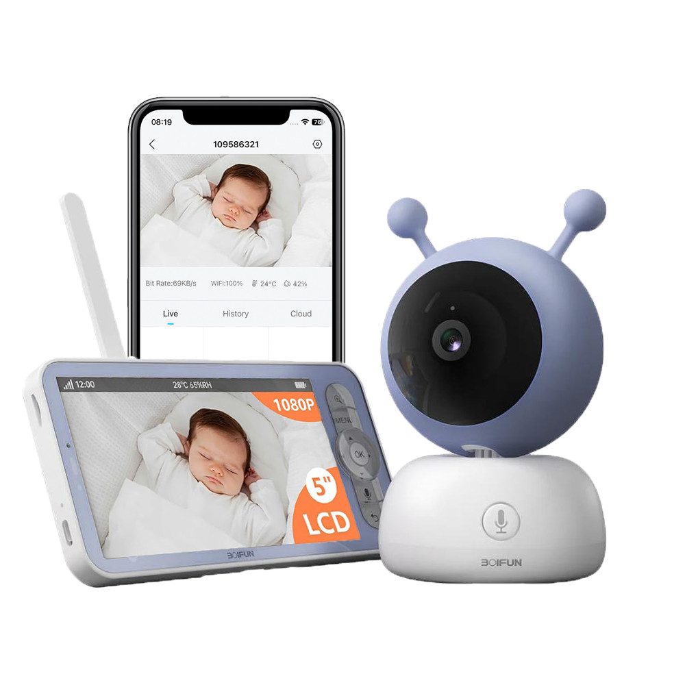 Babyphone Babyphone mit Kamera App 1080P 5" Video Babyphone HD-Nachtsicht