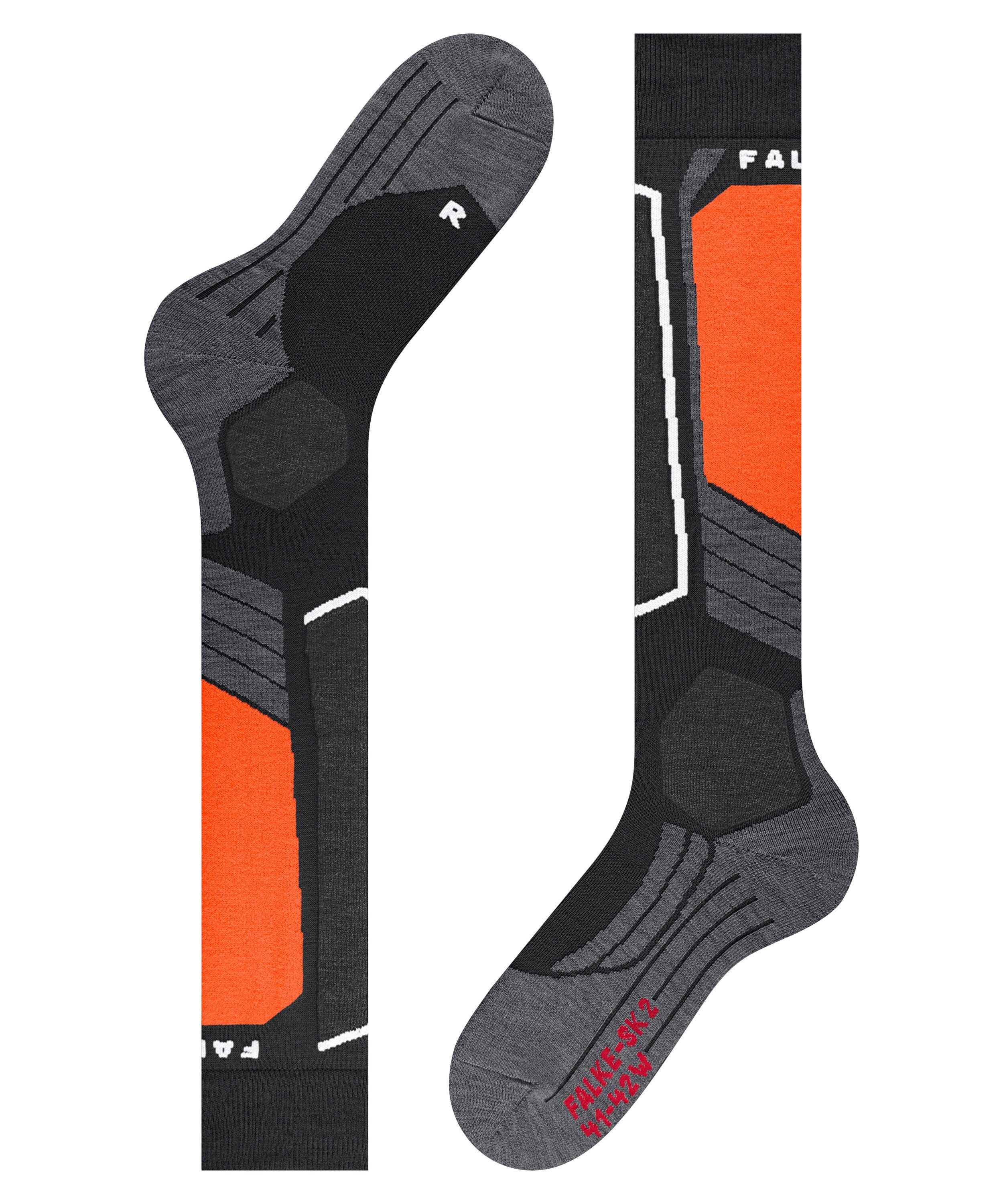FALKE Skisocken SK2 Komfort Intermediate (3008) mittelstarker black Kontrolle (1-Paar) Polsterung mit und für