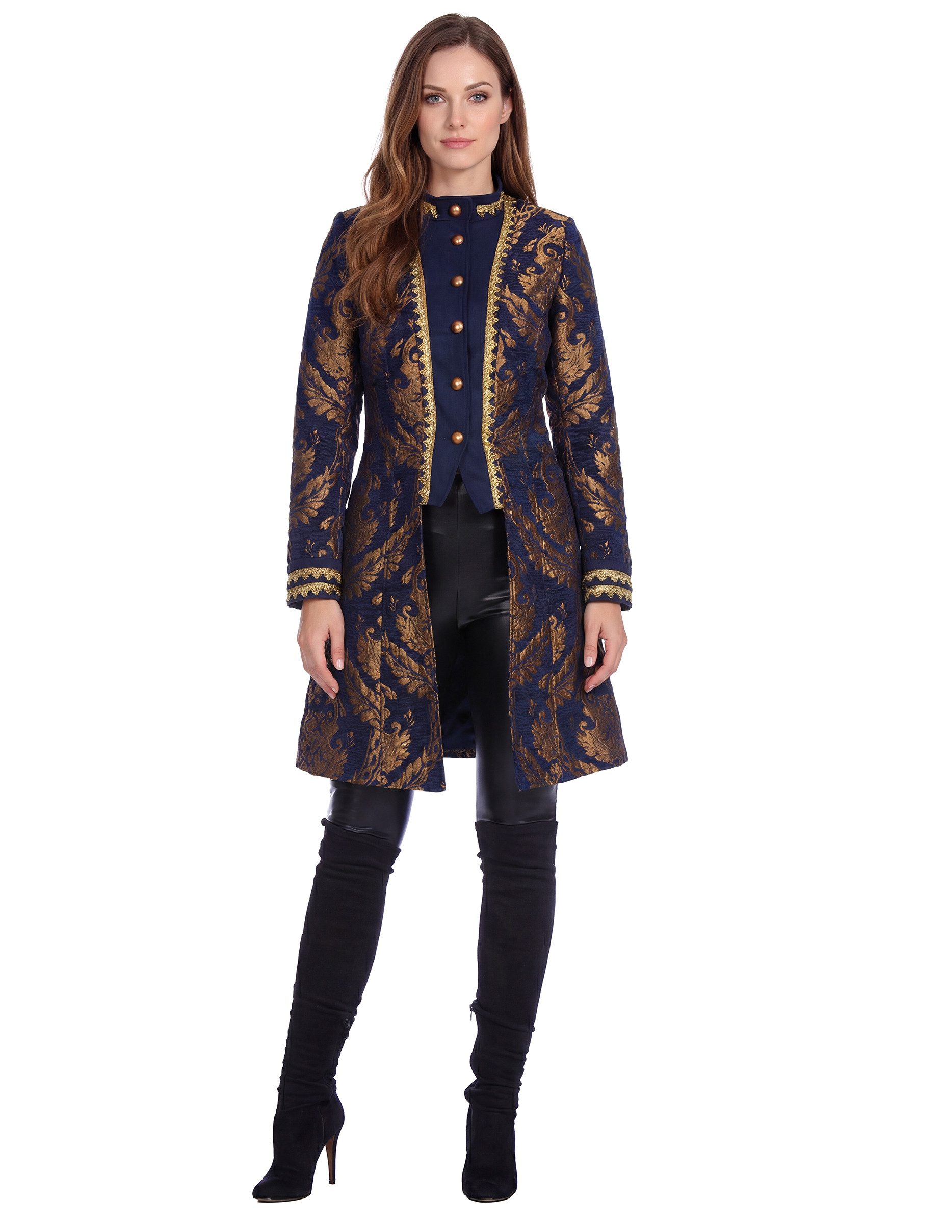 Wilbers Kostüm Barockjacke Damen Blau Luxus bestickt