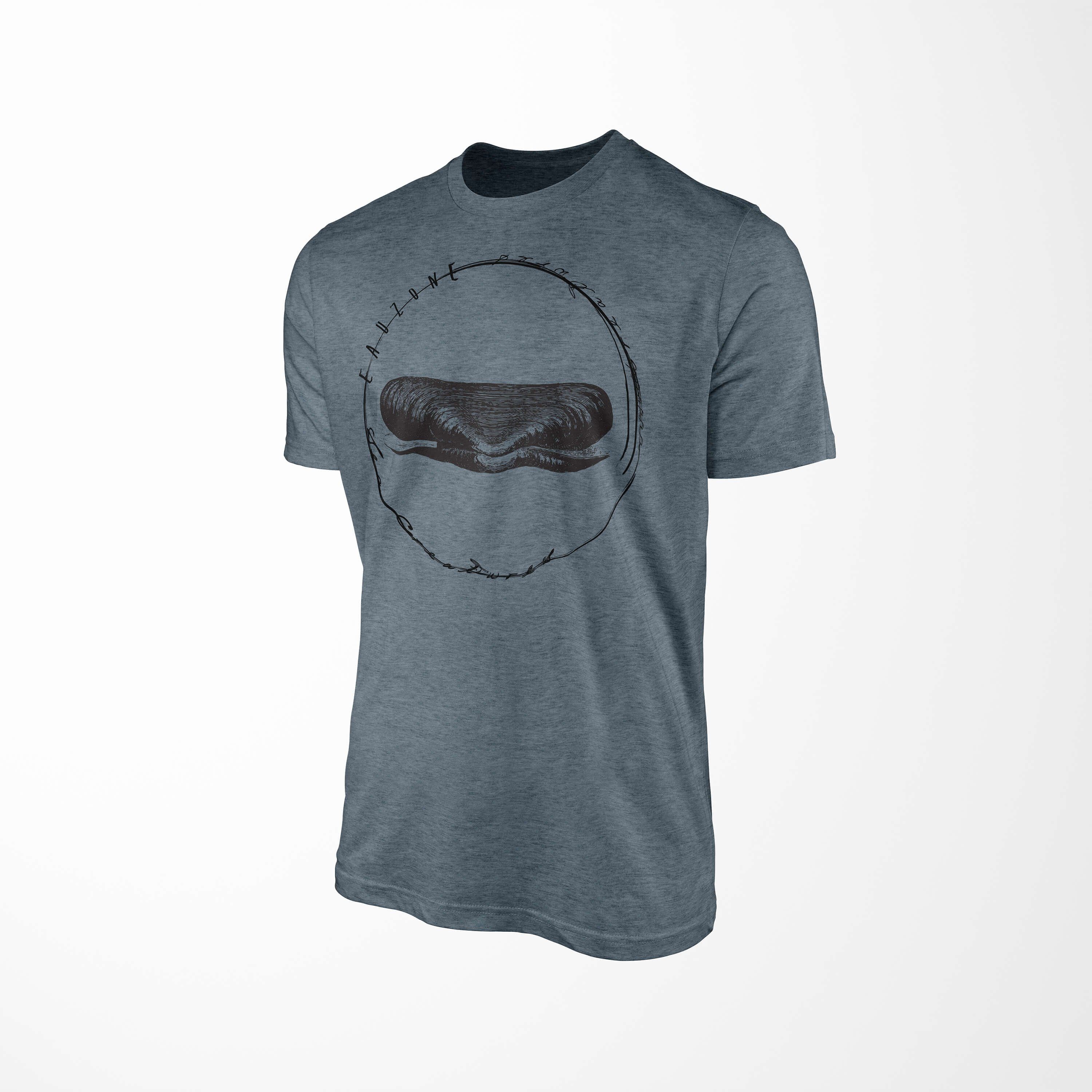 sportlicher Creatures, / - und T-Shirt Struktur Sinus feine Tiefsee Art Sea Fische 047 Serie: T-Shirt Indigo Sea Schnitt