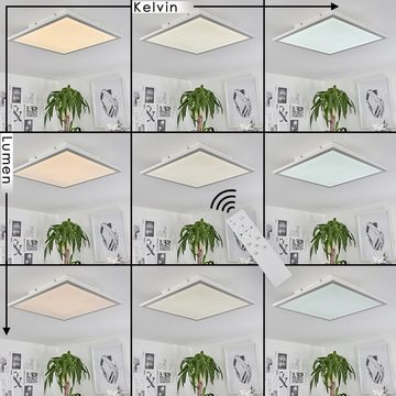 hofstein Panel »Manarola« dimmbares Deckenpanel aus Metall/Kunststoff, Weiß/Holzoptik, 3000 Kelvin, 24 Watt, 120-1500 Lumen, Fernbedienung,Bluetooth