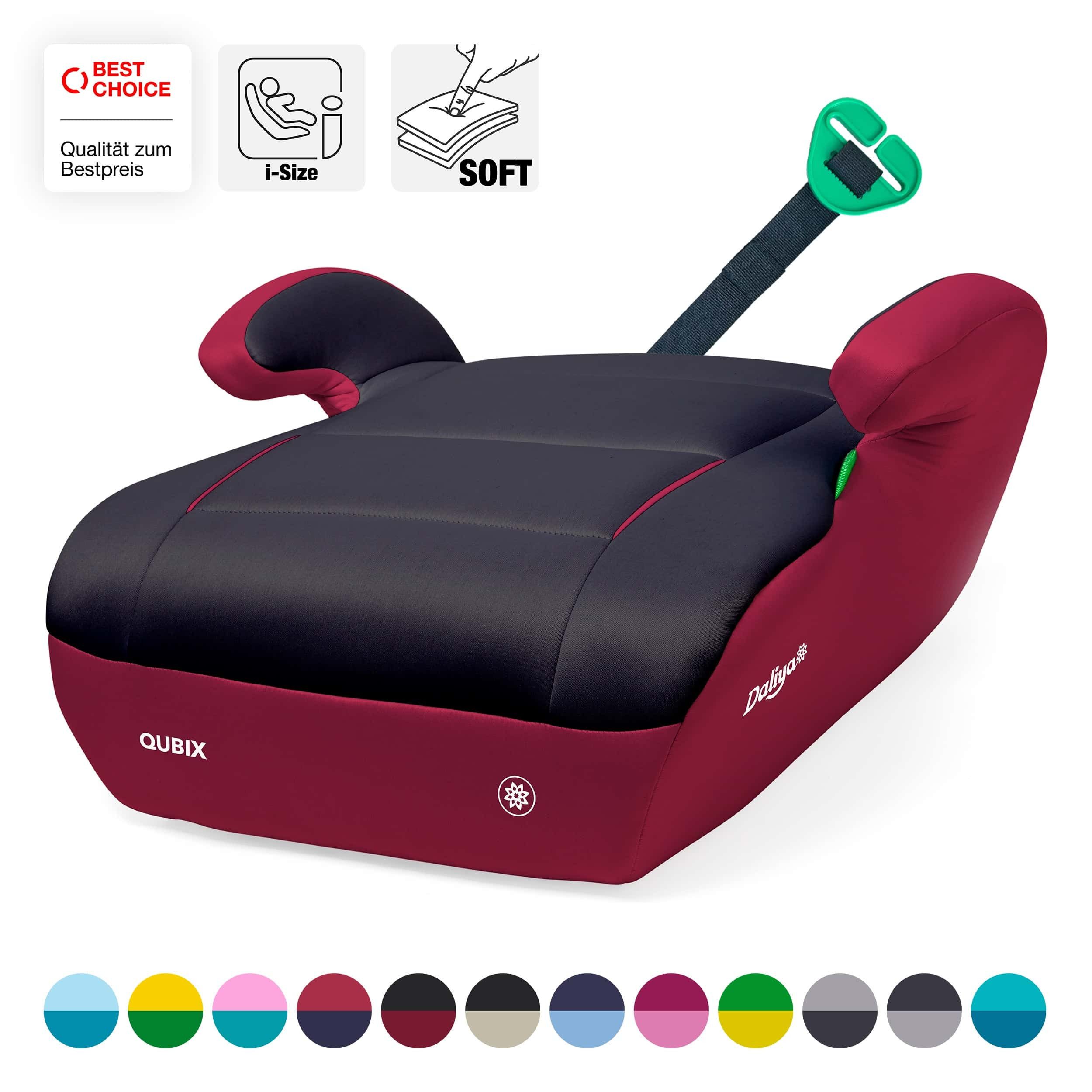 Daliya® Kindersitzerhöhung QUBIX I-Size Sitzerhöhung, Kindersitzerhöhung, Kindersitz, ab: ab 6 Jahre oder 125cm Körpergröße, bis: bis 12 Jahre oder 150cm Körpergröße, ab: 125 cm, bis: 150 cm, (Packung, 1-tlg), I-Size, Gurtfix, ergonomisch, weich, waschbar