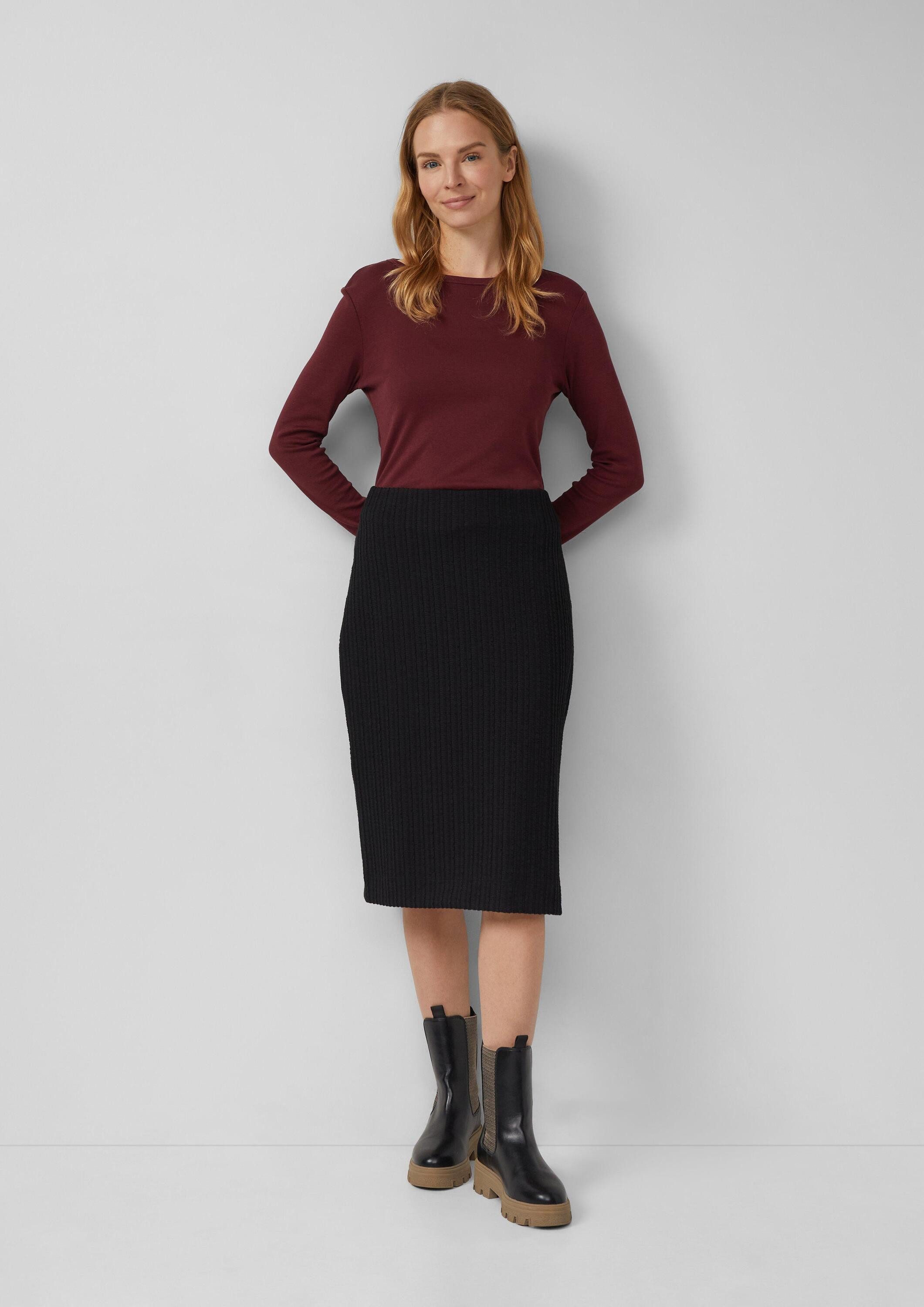 s.Oliver Midirock Rock Strukturierter Midi-Rock mit Elastikbund und Schlitz günstig online kaufen