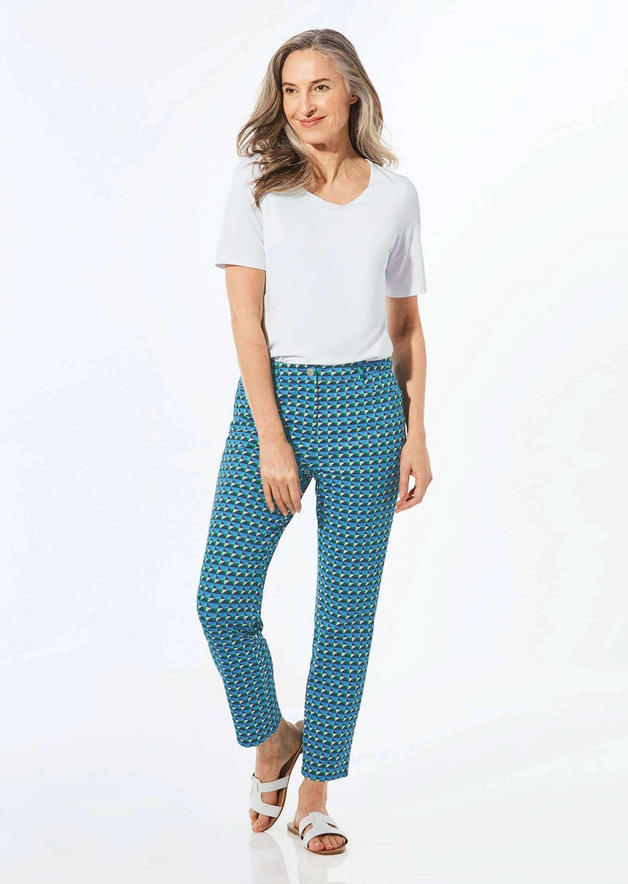 Stoffhose Kurzgröße: Druckhose mit Minimaldessin
