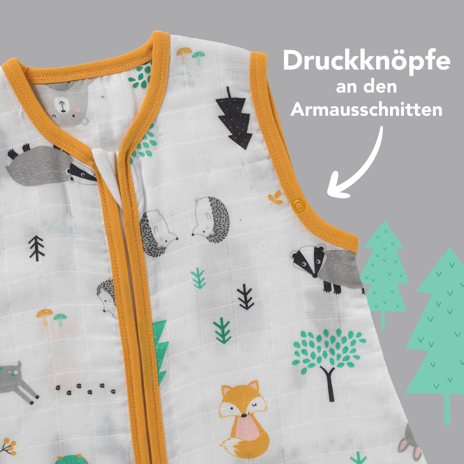 Schlummersack Kinderschlafsack Musselin Schlafsack mit Füßen, 0.5 Tog – Bild 2 von 5