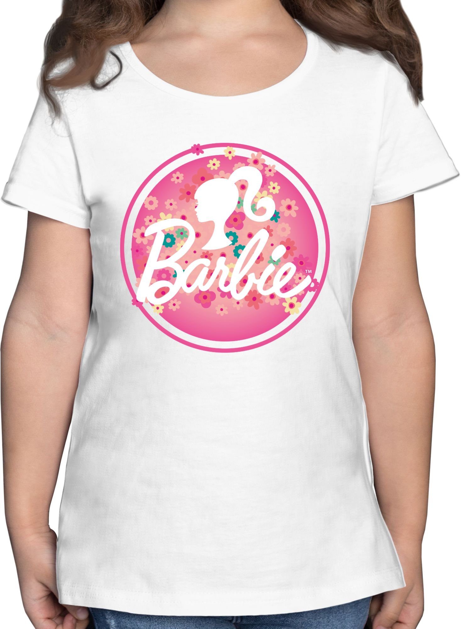 Shirtracer T-Shirt Barbie Logo Blumen Mädchen 2 Weiß Barbie