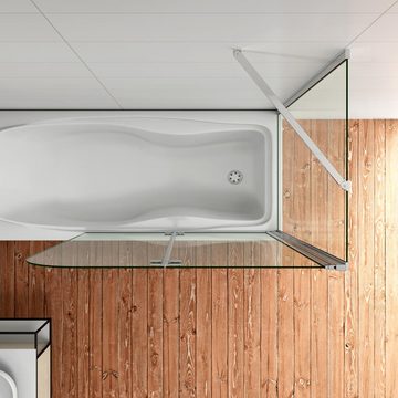 duschspa Badewannenaufsatz Badewannenaufsatz Duschwand mit Seitenwand Faltwand Duschkabine, Einscheibensicherheitsglas, Sicherheitsglas, (Set), Glas