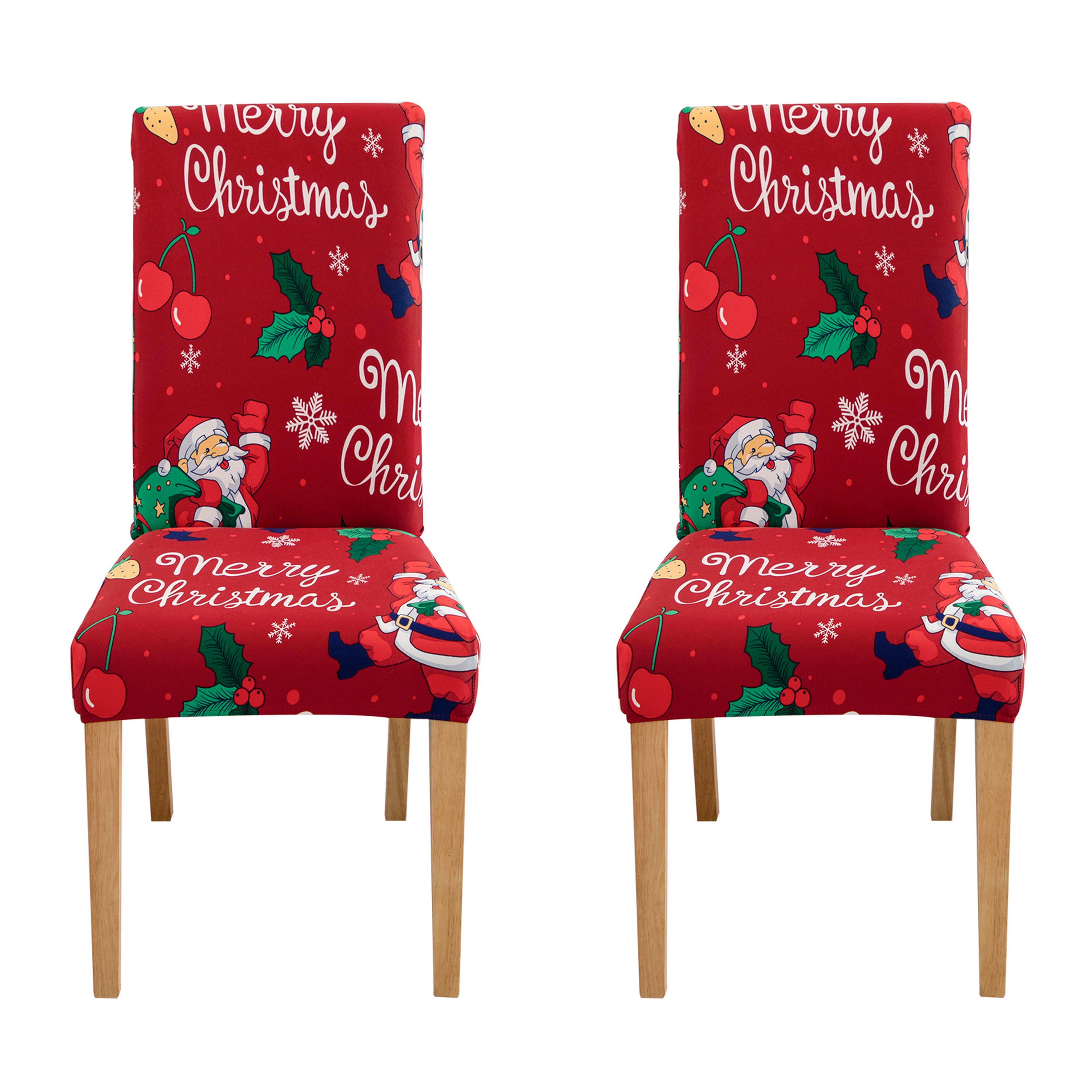 Qelus Stuhlhusse Stretch Stuhlhusse Weihnachtsmann Druck Stuhlhussen 2/4er günstig online kaufen