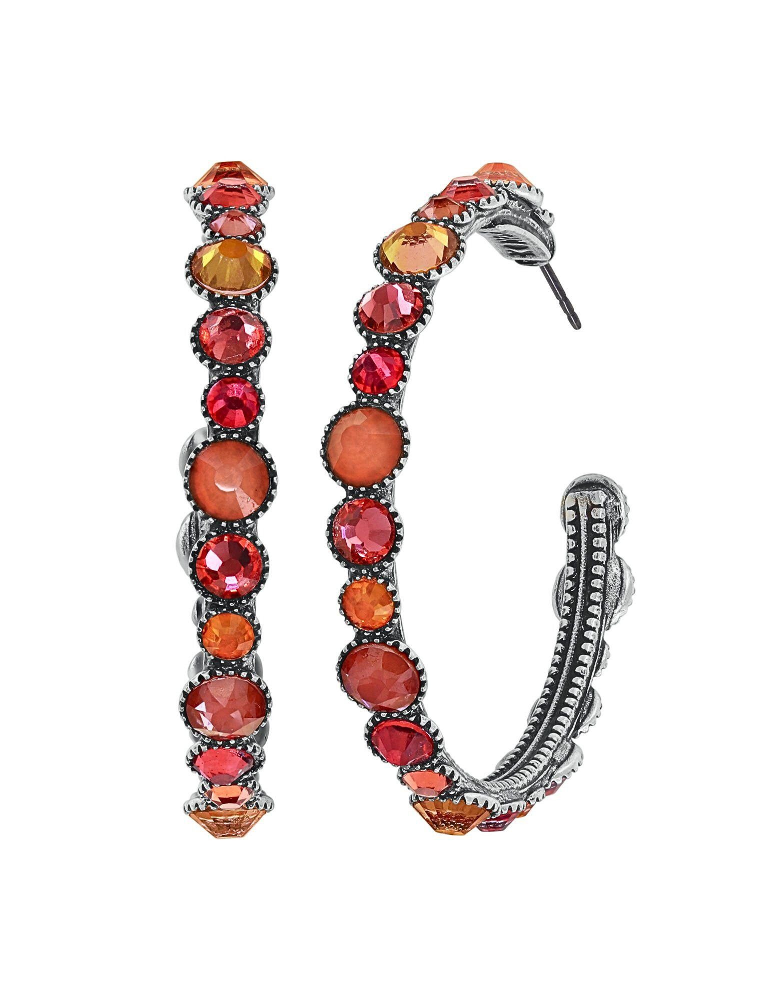 KONPLOTT Paar Ohrstecker KONPLOTT Creolen Water Cascade Koralle Orange antik Silber