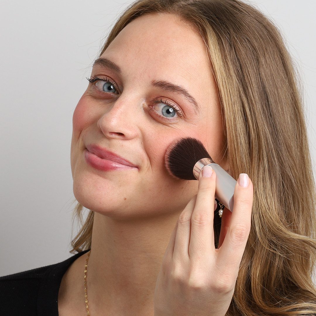 Cosline Cosmetics Puderpinsel Schiebepinsel, 1 tlg., mit Abdeckung, einziehbar, variable Haardichte