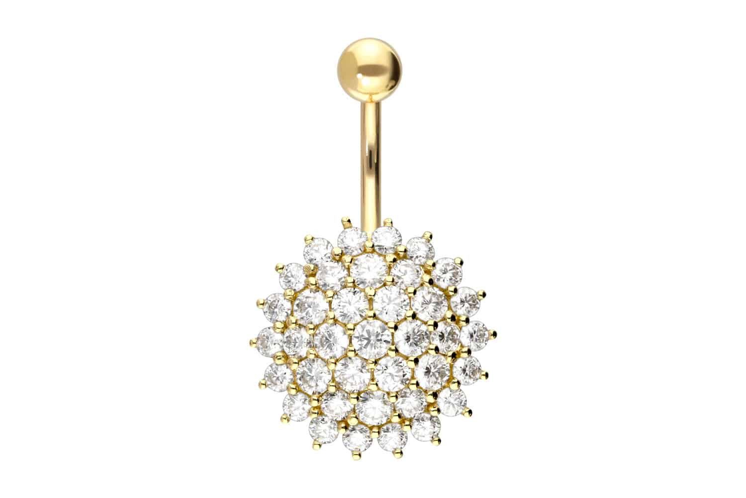 PIERCINGLINE Bauchnabelpiercing 14/18 Karat Gold Bananabell MOISSANIT-BLUME (Bananabells, 1-tlg)