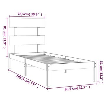 vidaXL Bett Massivholzbett 75x190 cm