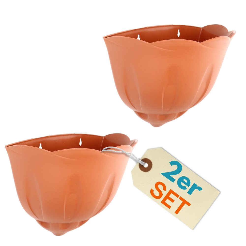 GarPet Blumentopf 2er Set Blumen Topf Wand Vasen für Pflanzen Halterung Terrakotta