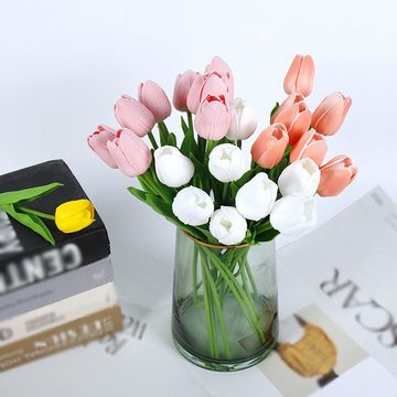 Kunstblume Künstliche Tulpen 13Pcs - Fake Tulpen Real Touch für Haus Büro Deko, HIBNOPN