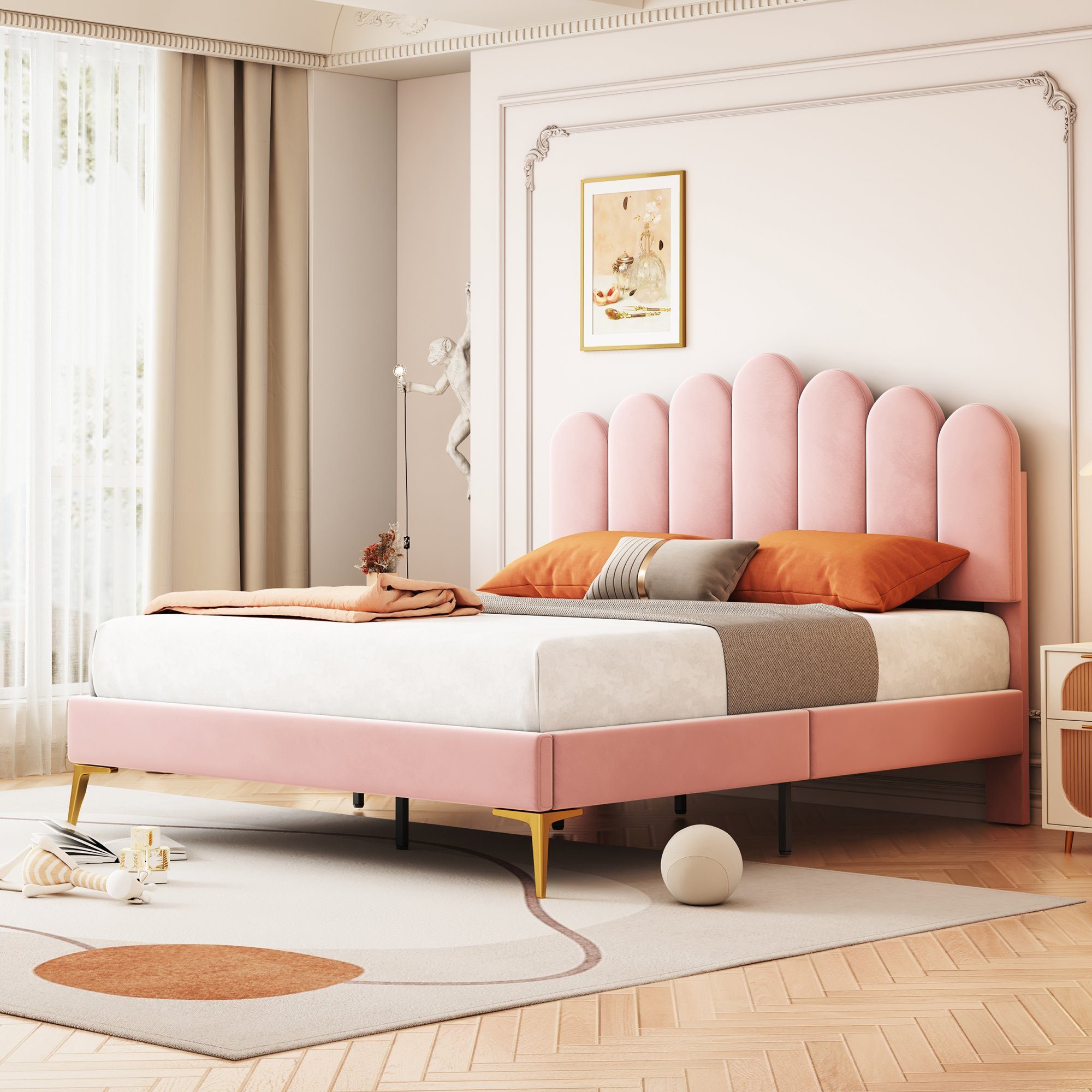 Flieks Polsterbett, Doppelbett mit Finger-Form-Kopfteil und günstig online kaufen