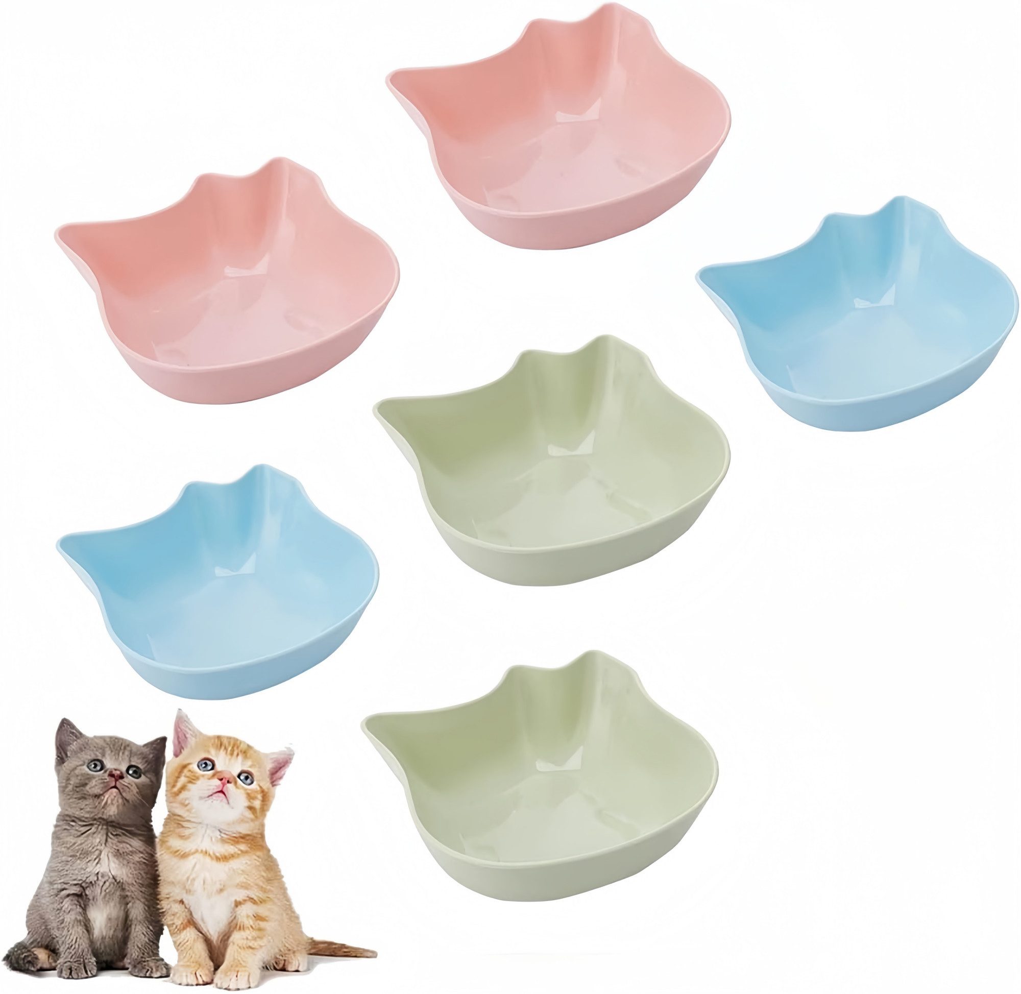 FOUORTUNATE-BEE Futternapf 6er Set Katzenäpfe im Katzen-Design für Futter & Wasser, Bunte Futternäpfe für Katzen und kleine Hunde, 6 Stück