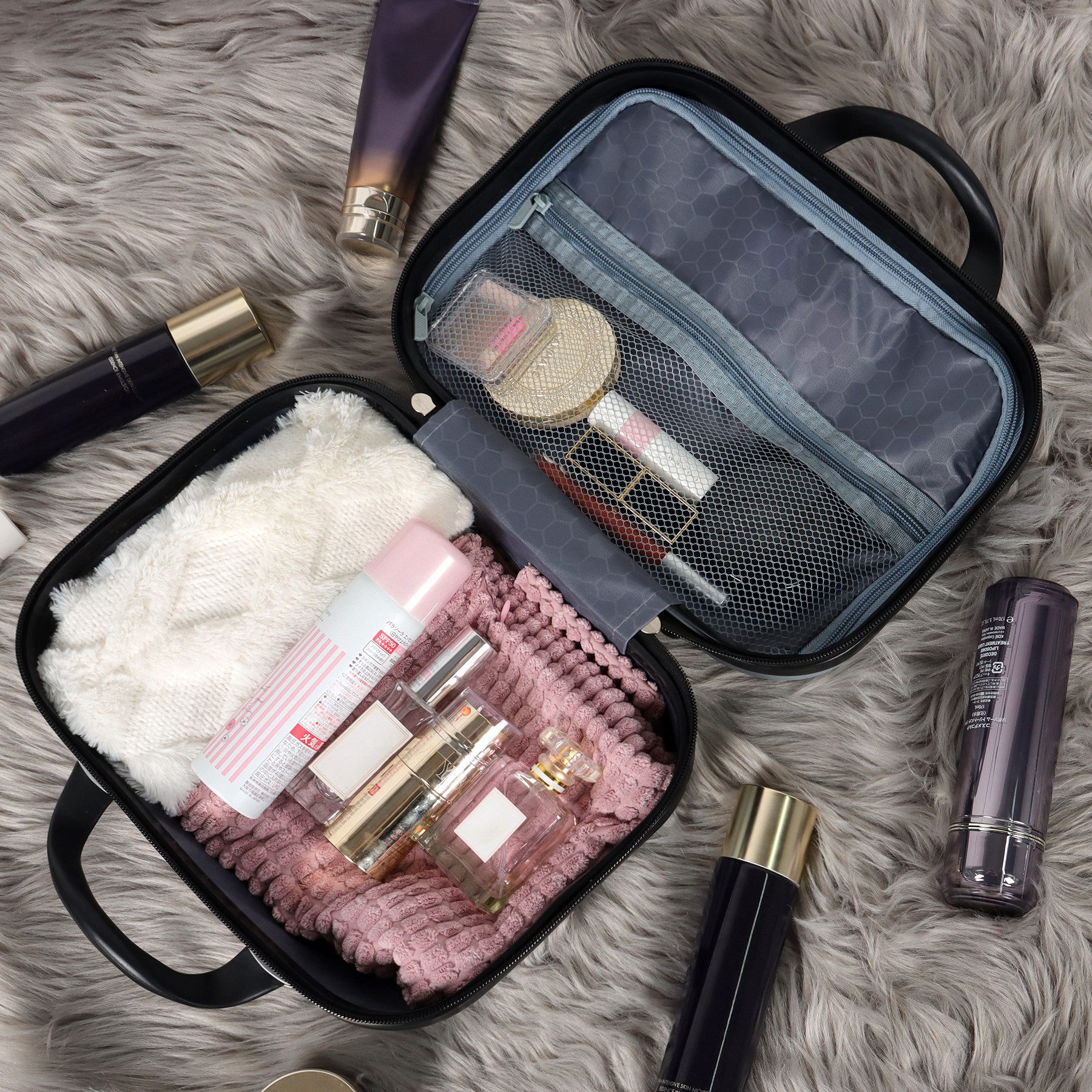 CALIYO Kosmetikkoffer Tragbare Make-up Organizer Box Kosmetikkoffer Make-up Koffer, für Kosmetiktasche für Reise Kulturbeutel auf Trolley befestigbar