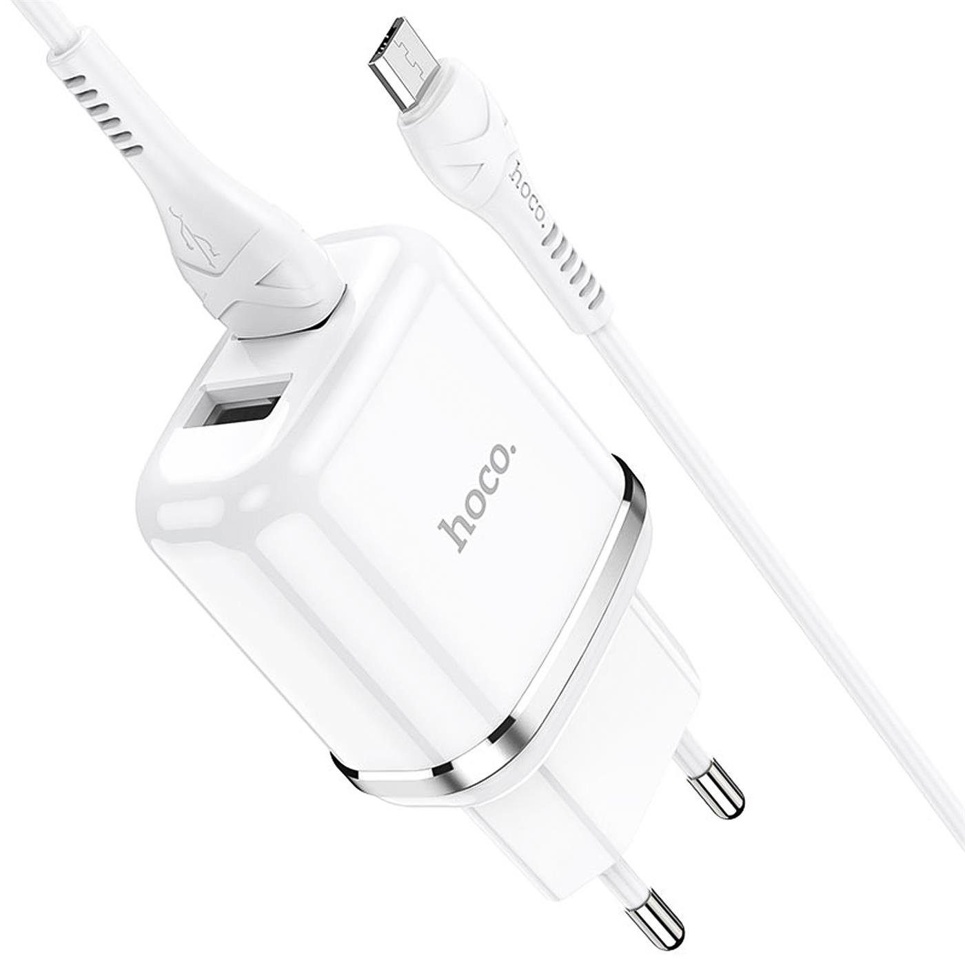 HOCO 12W USB Typ A Smartphone-Ladegerät (2400 mA, EU Netz Lade Stecker  Ladegerätr Dual USB inkl. micro USB Kabel)