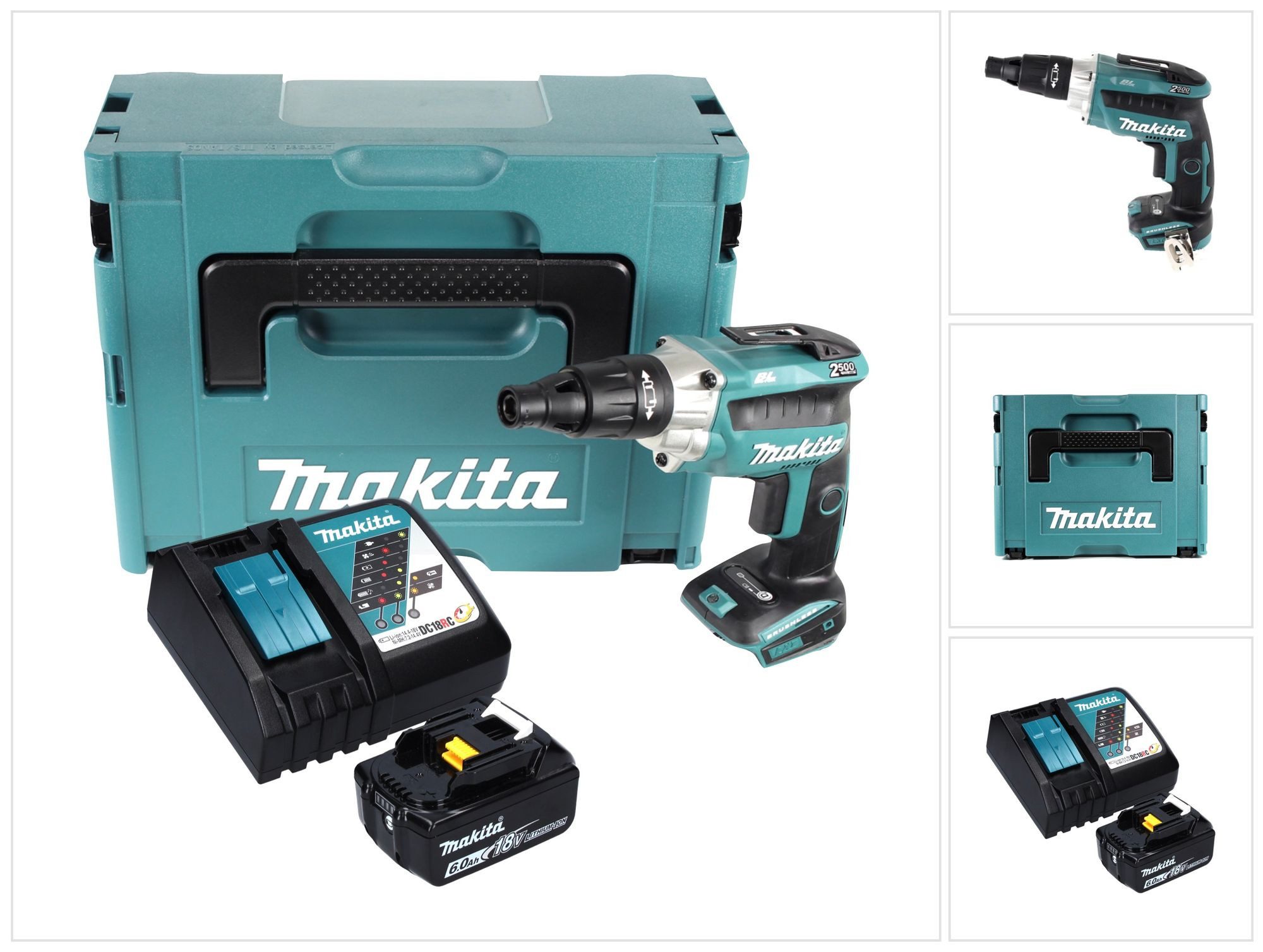 Makita Akku-Trockenbauschrauber DFS 251 RG1J Akku Trockenbauschrauber 18 V Brushless + 1x Akku 6,0 Ah