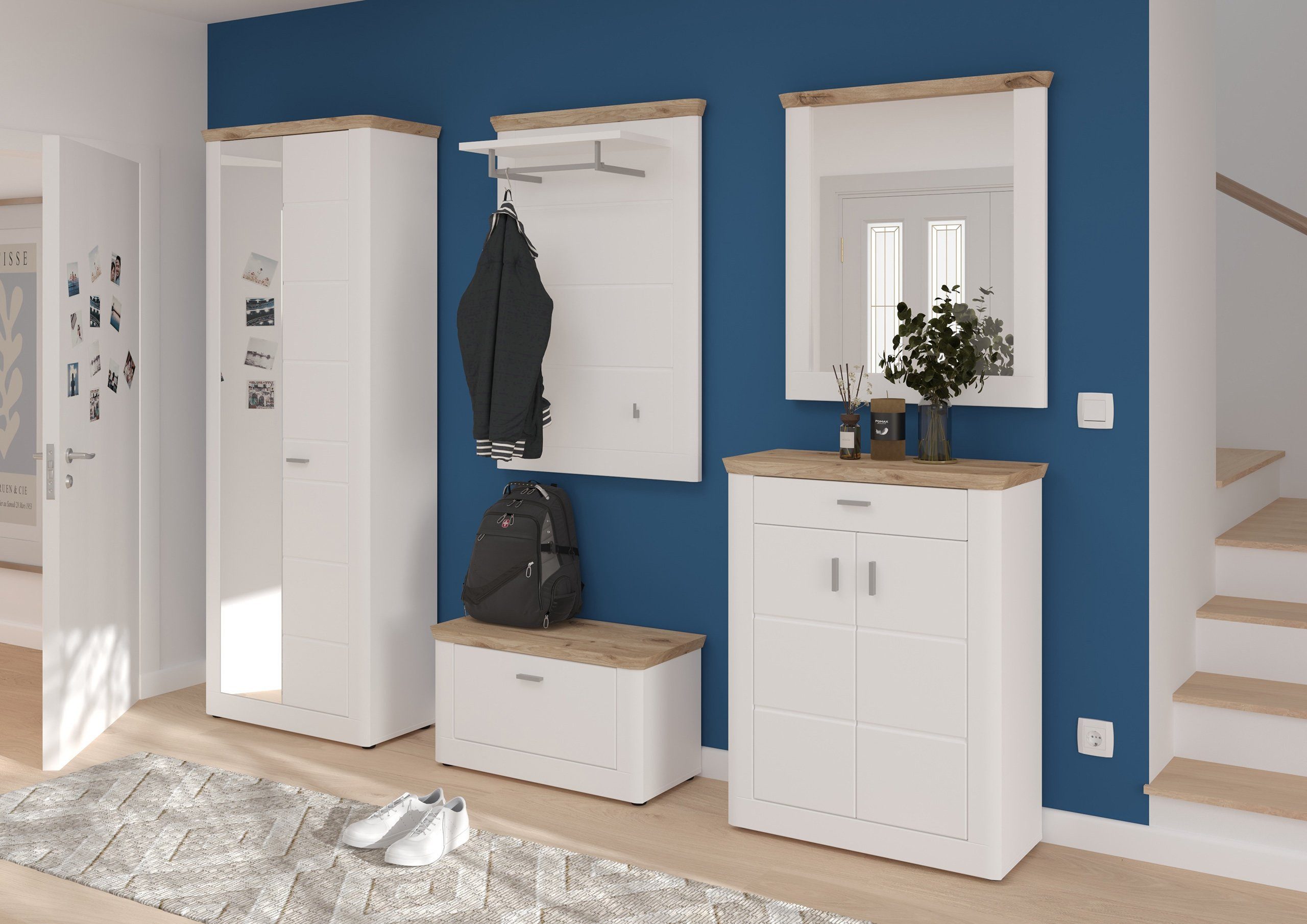 Newroom Spiegel Weiß 89 cm, Spiegel Spiegel Wandspiegel Garderobenspiegel Landhaus Skandinavisc...