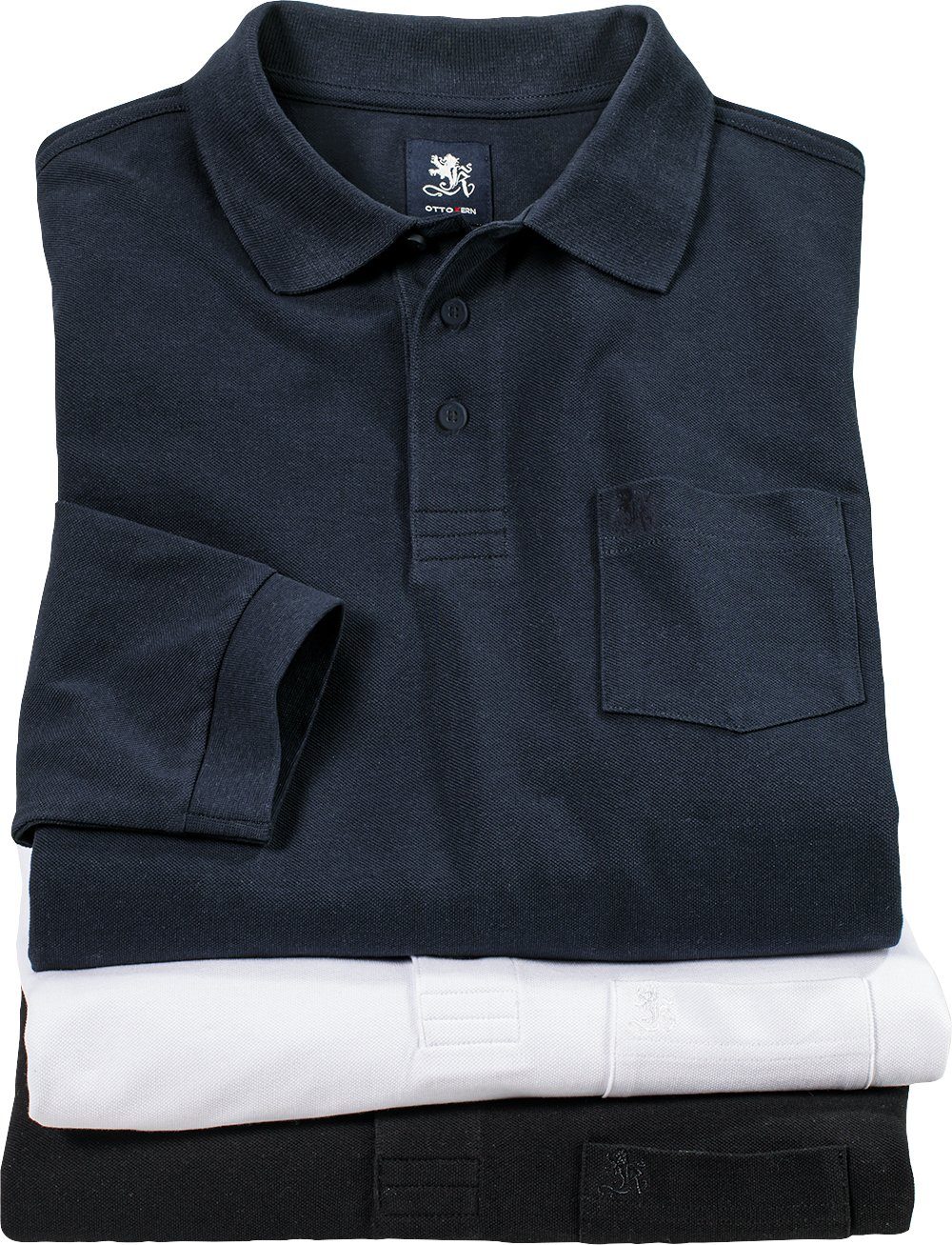 Otto Kern Kern Langarm-Poloshirt (Packung, Baumwolle gemischt 3er-Pack) aus