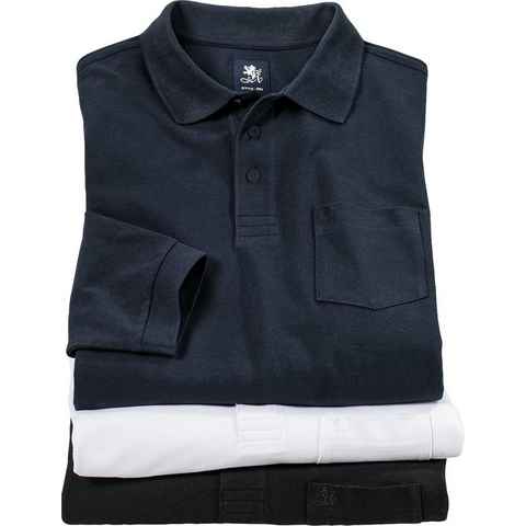 Otto Kern Langarm-Poloshirt (Packung, 3er-Pack) aus Baumwolle