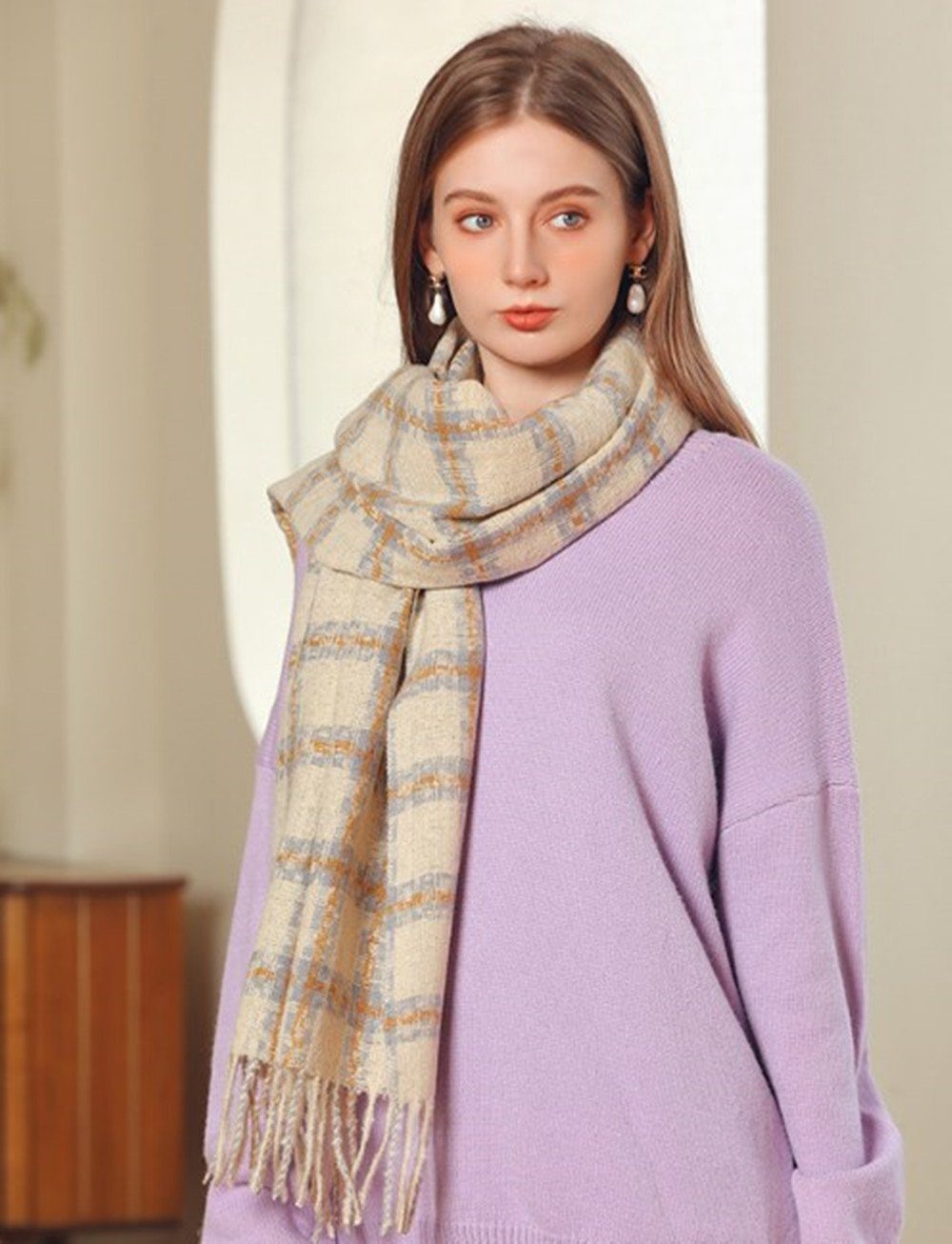 XDeer Wollschal Damen Schal,kuschelweich Karo,Winter Schal günstig online kaufen