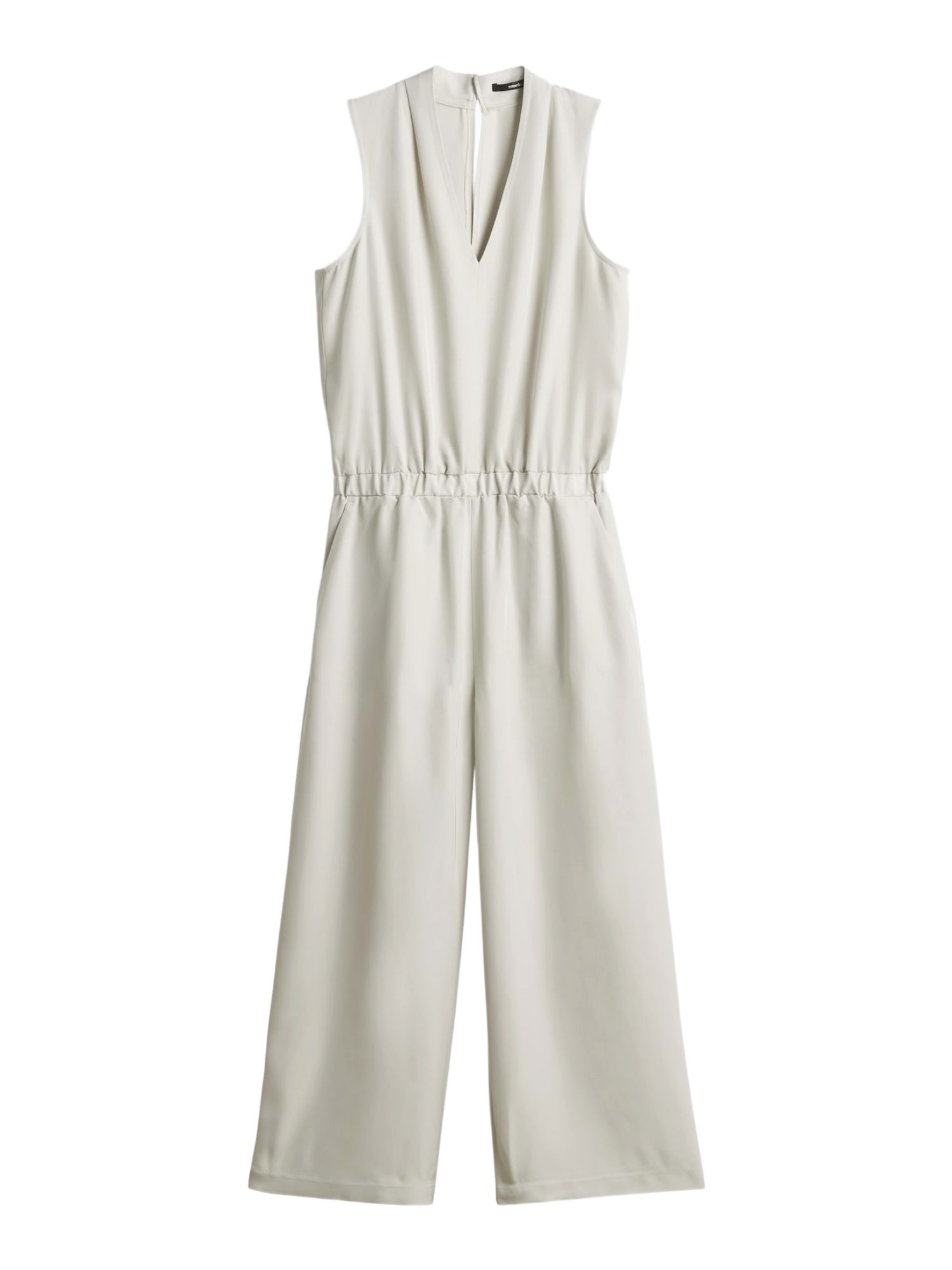 someday Jumpsuit weiß,Casual,Acetat,Unifarben,V-Ausschnitt,Ärmellos,Gerade