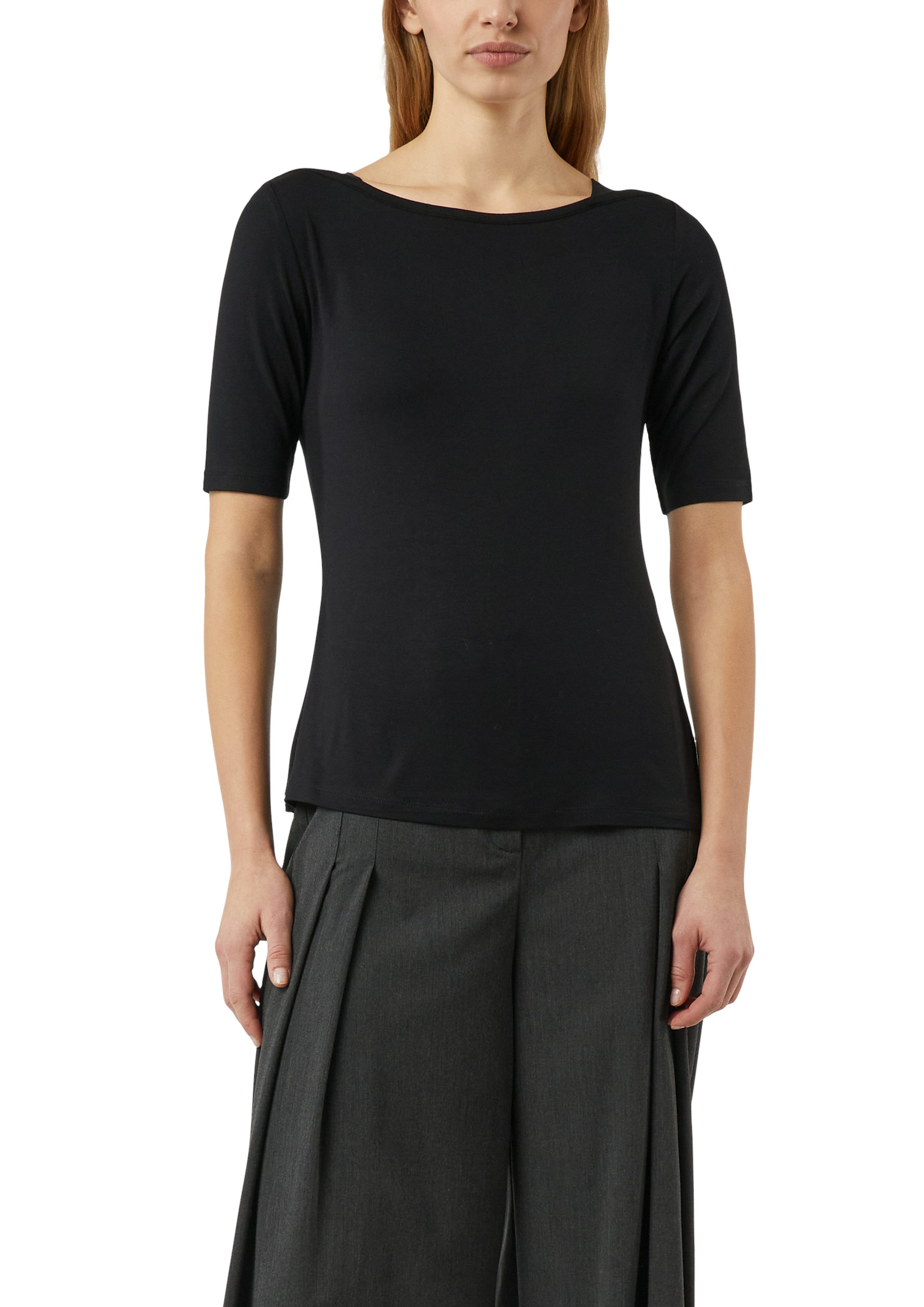 comma T-Shirt halbarm, mit U-Boot.Ausschnitt günstig online kaufen