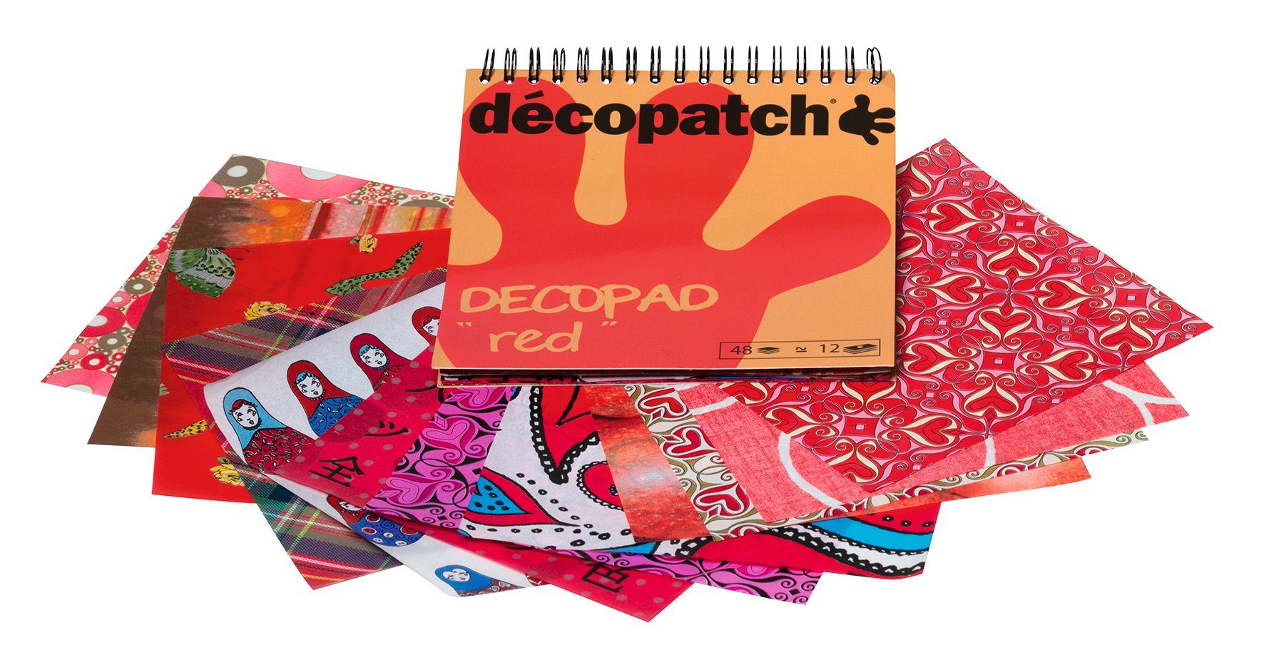 décopatch Motivpapier, Red, 48 Blatt Rot