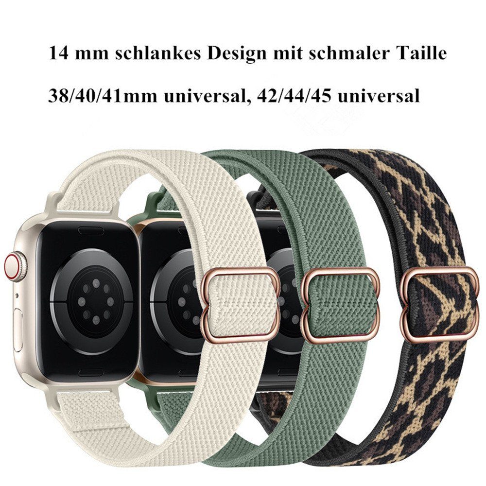 green Geflochtenes Armband und Armband 7 Uhrenarmband Loop mm Design Apple Watch iWatch Nylon XDeer Band für für 42/44/45mm, Series 38/40/41mm Sport 14 Schlankes