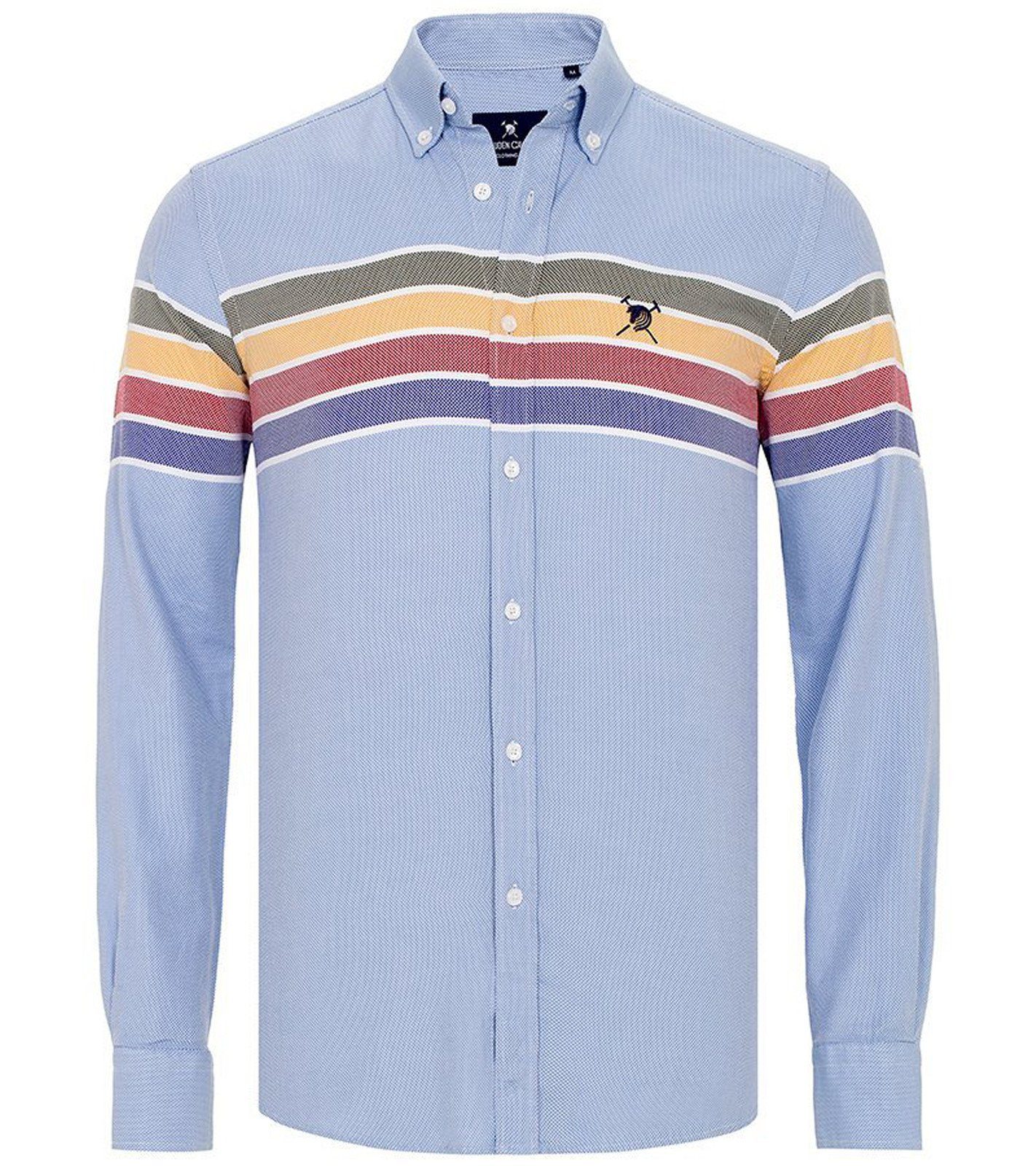 Herren Hemden Auden Cavill Langarmhemd AUDEN CAVILL Herren Freizeit-Hemd Button-Down-Shirt Matteo Langarm-Hemd Blau