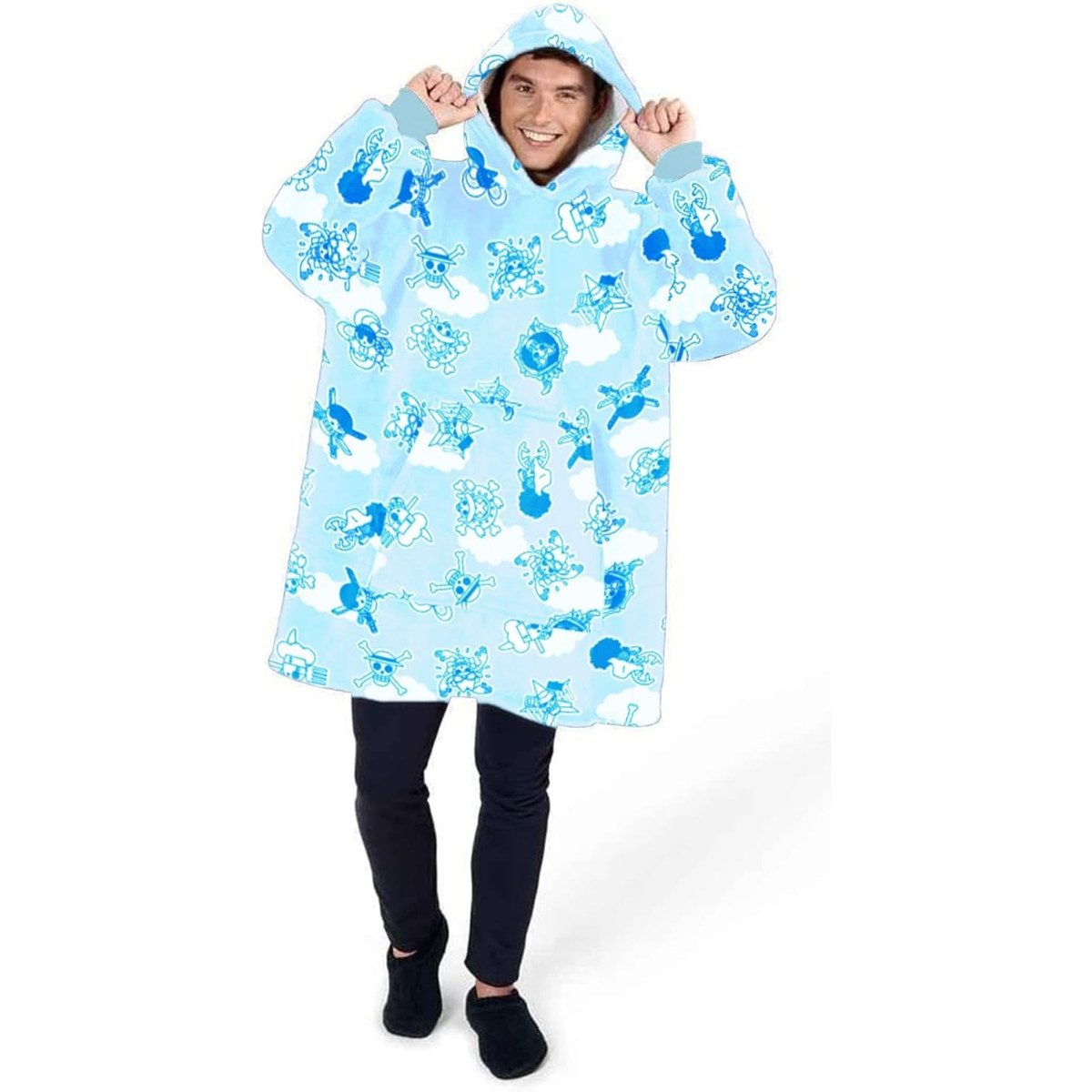 One Piece Poncho - Hoodie Blanket 110 × 95 cm Kuscheldecke mit Ärmeln und Kapuze (1-St)