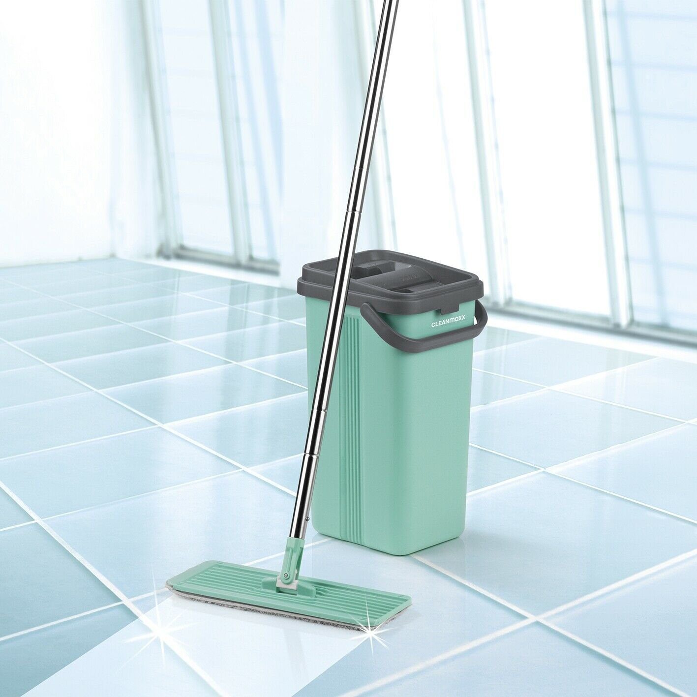 Mopp CLEANmaxx CLEANmaxx Wischmopp Wischmopp Wischmop Auswringfunktion türkis/grau Bodenwischer, Mop Bodenwischer