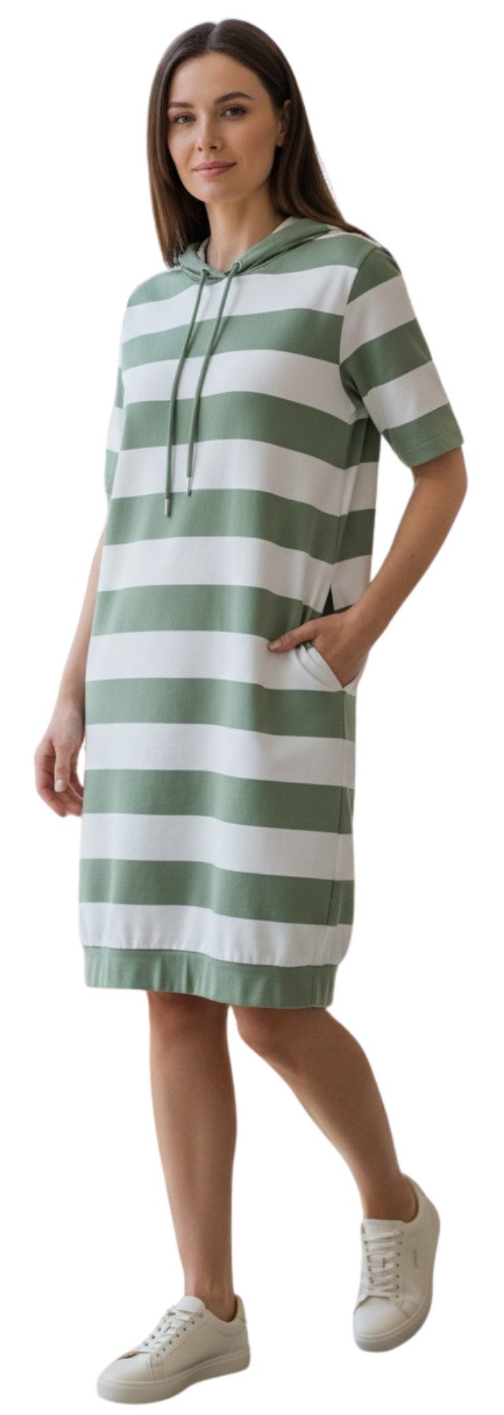 Estefania for woman Shirtkleid 191-5201, gestreift und mit Stehbund