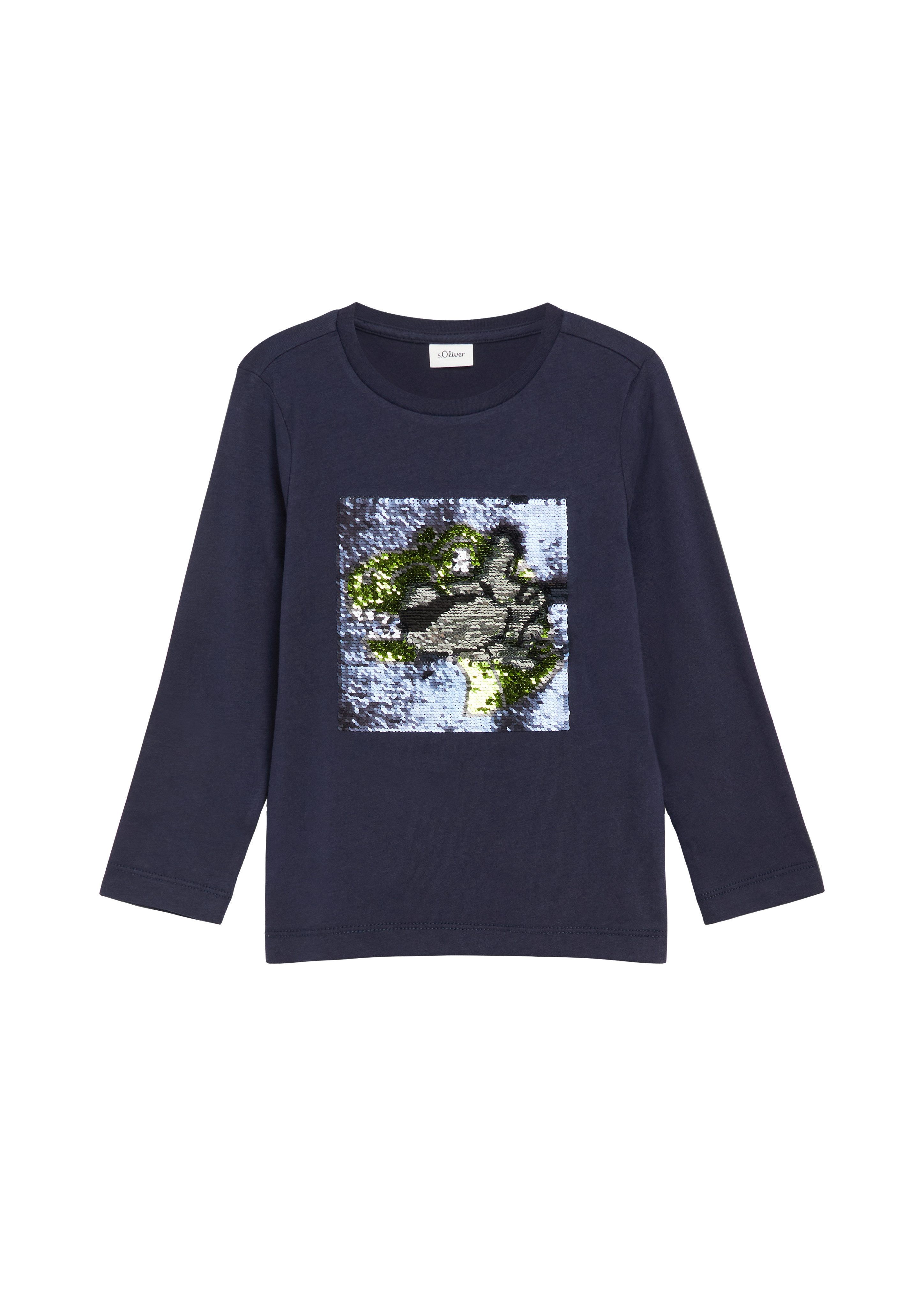 s.Oliver Junior Langarmshirt Wendepailletten, in 2 Richtungen streich- und veränderbar