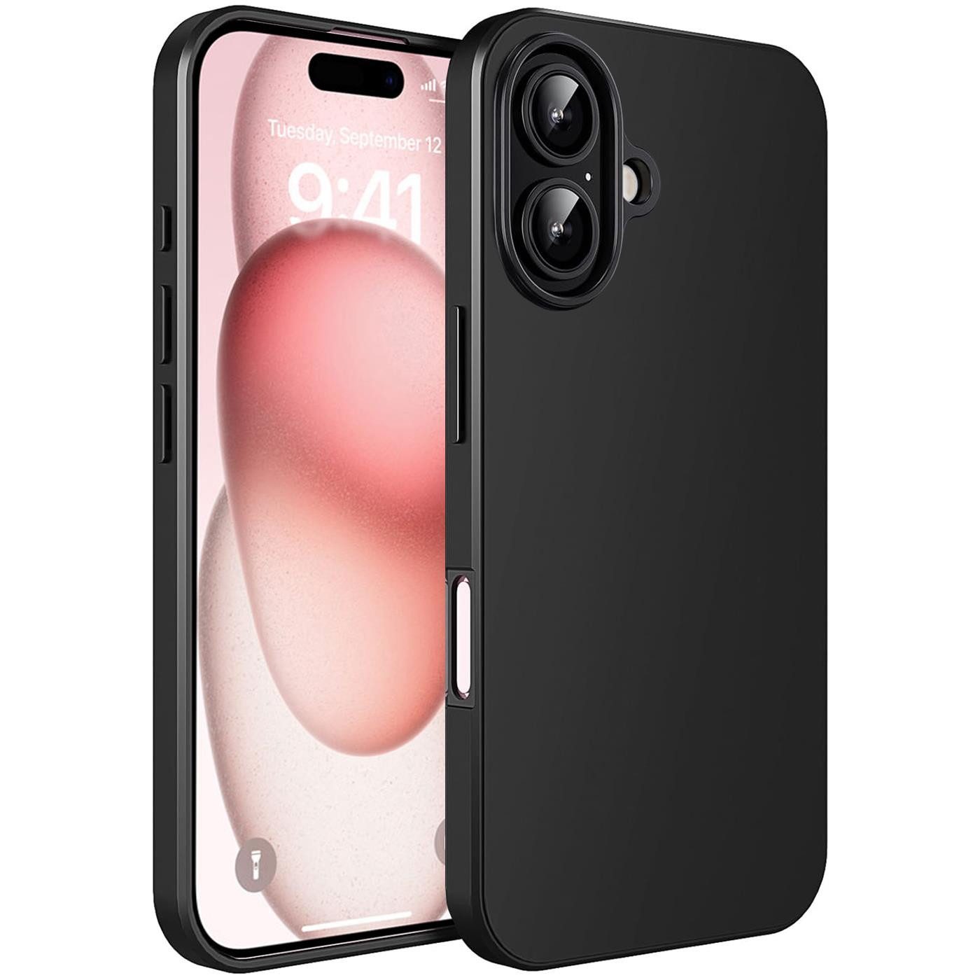 CoolGadget Handyhülle Handy Schutzhülle für Apple iPhone 16 matt schwarz 6,1 Zoll, Silikon TPU Hülle Schutz Tasche Cover schlicht Slim Case