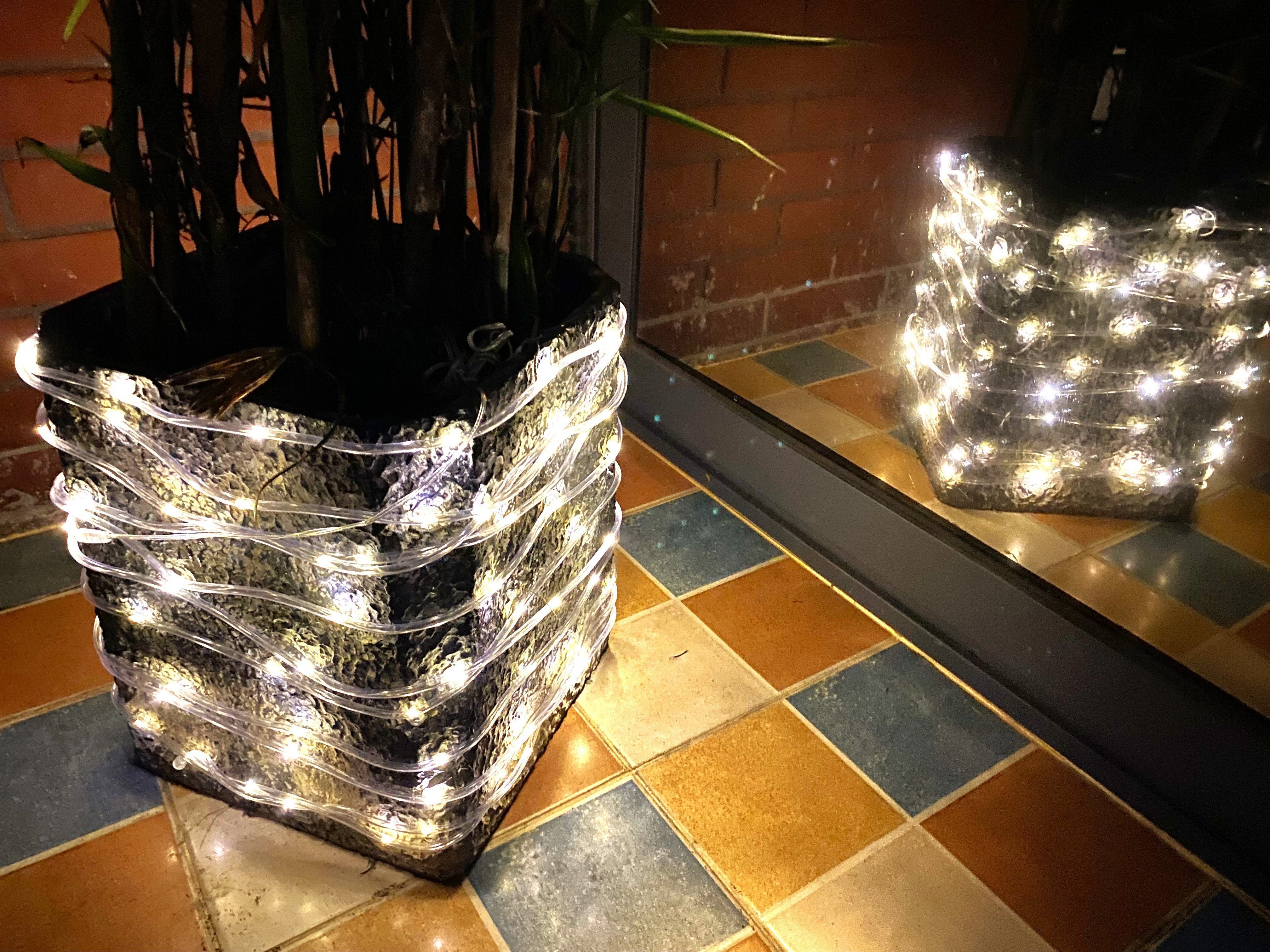 Kleelein weiße Lichterschlauch Innen Modi, LED-Lichterkette warm & Solar 125L,Weihnachtsbeleuchtung, LED 125-flammig, Außen.8