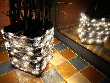 Kleelein LED-Lichterkette Solar Lichterschlauch 125L,Weihnachtsbeleuchtung, Innen & Außen.8 Modi, 125-flammig, warm weiße LED
