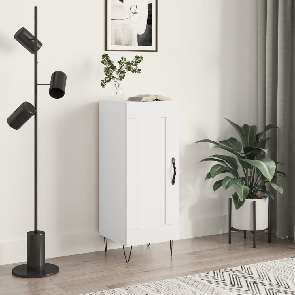 furnicato Sideboard 34,5 x 34 x 90 cm Hochglanz-Weiß (1 St), Stabiler Beistellschrank mit 3 Fächern und flexibler Türmontage