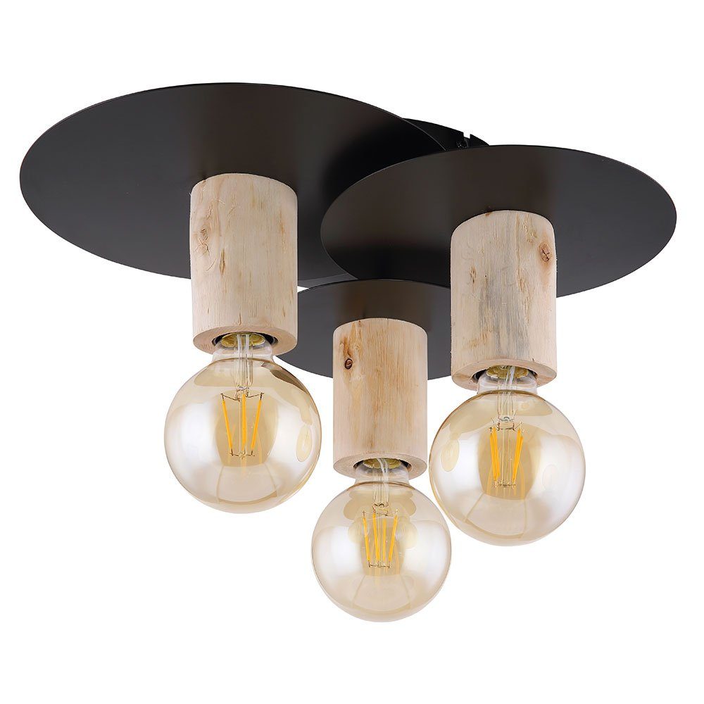 etc-shop Deckenlampe Vintage inklusive, E27 nicht Deckenstrahler, Leuchtmittel Holz Lampe