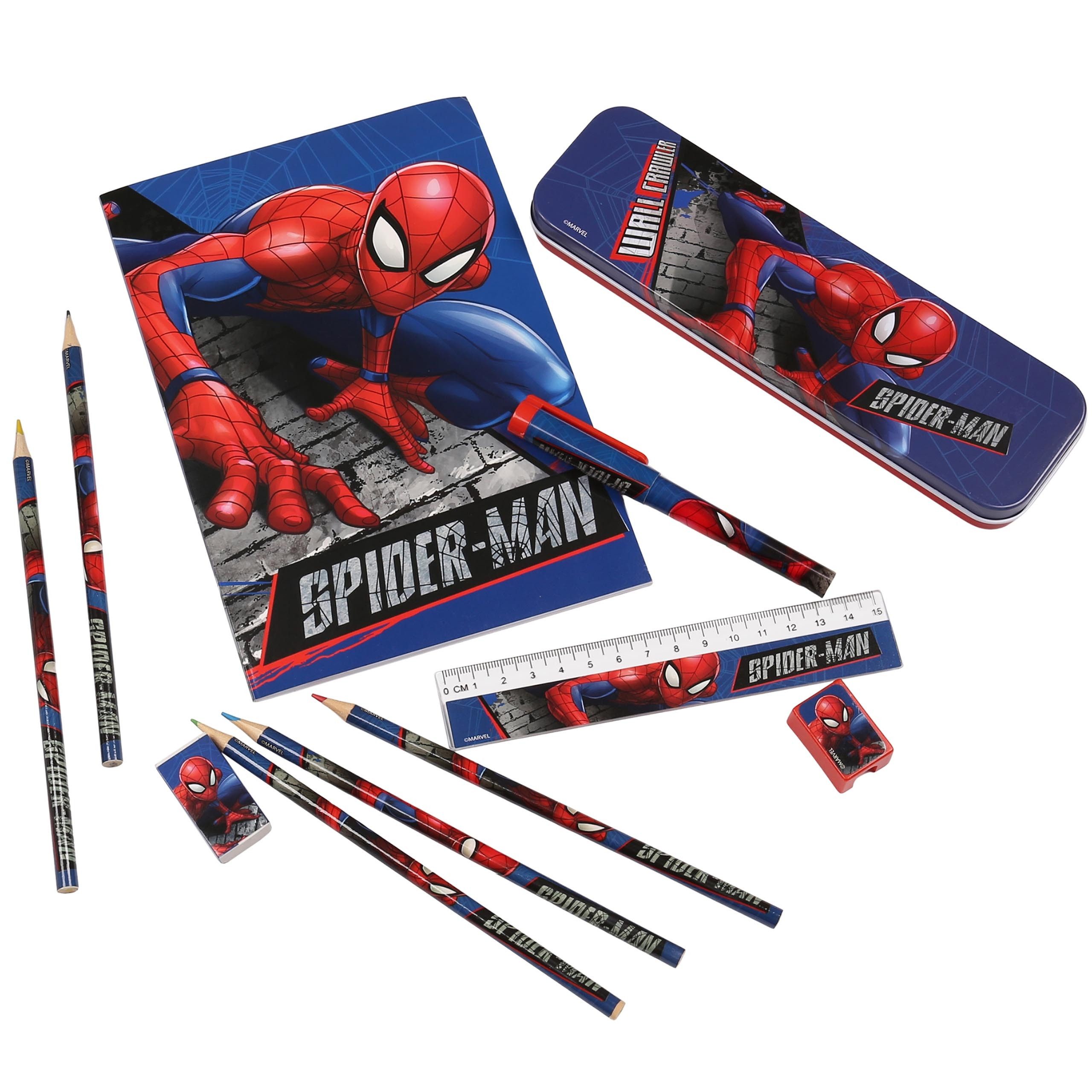 MARVEL Federmäppchen Spider-Man Schulset Jungen, Schulbedarf, 11-teiliges Set