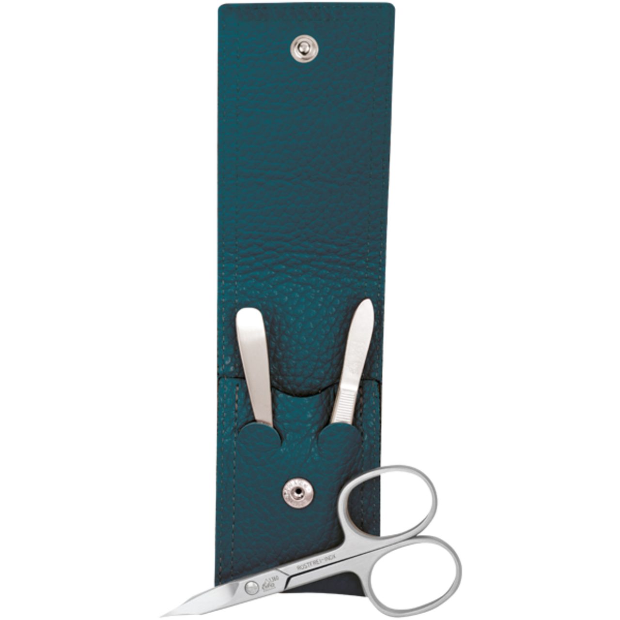 ERBE Maniküre-Pediküre-Set Inox Druckknopf-Etui Petrol