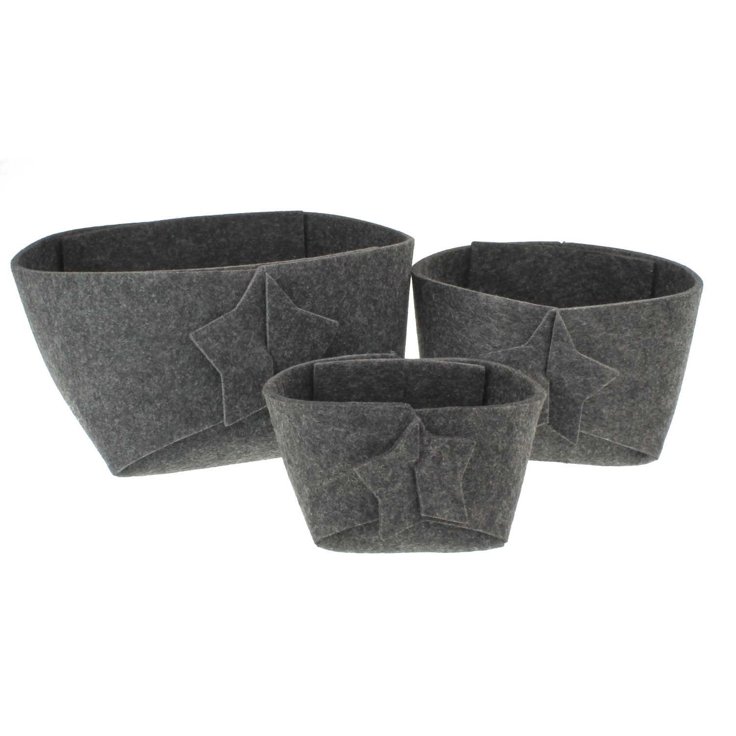 Dekokorb 3er Set Filzschalen Grau mit Stern Geschenkkorb Weihnachten