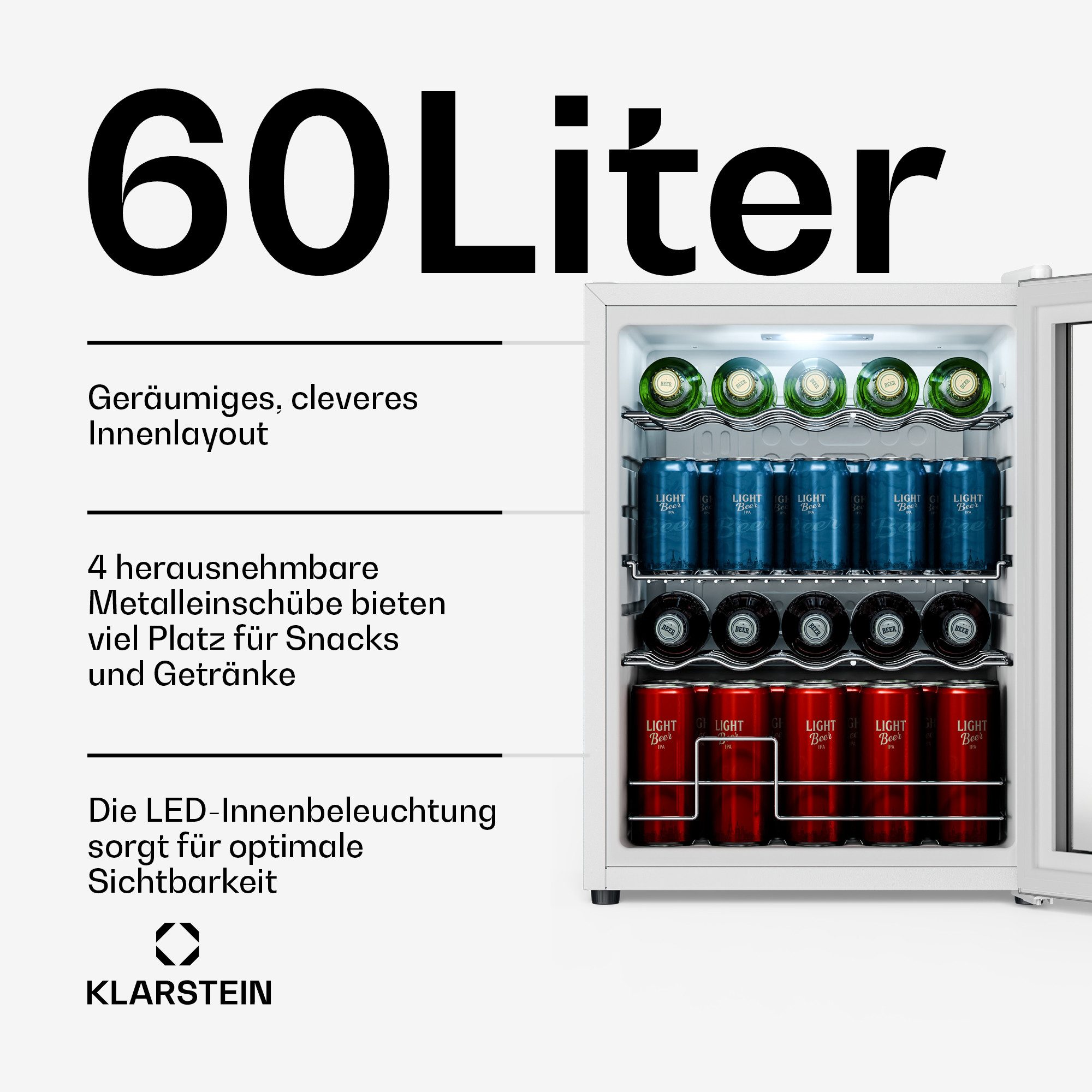 Klarstein Getränkekühlschrank 10047762, 64 cm hoch, 47.4 cm breit