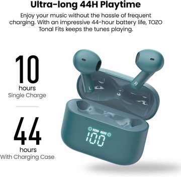TOZO Tonal Fits(T21) Wireless Bluethooth 5.3 mit Wireless Charging Case In-Ear-Kopfhörer (Kristallklarer Klang für ein immersives Audioerlebnis, egal wo Sie sind, mit LED Digital Display Dual Mic Call Noise Cancelling IPX8Wasserdicht)