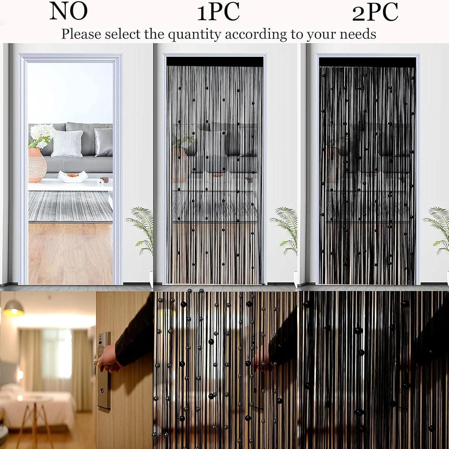 LuxusKollektion Insektenschutz-Vorhang Fliegenvorhang 200x100 cm 2er Insektenschutz Perlen Schwarz, (2-St) – Bild 4 von 5