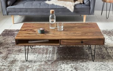 möbelando Couchtisch Couchtisch BAGLI Massiv-Holz Sheesham 120 cm breit Wohnzimmer-Tisch, 120 x 40 x 60 cm (B/H/L)