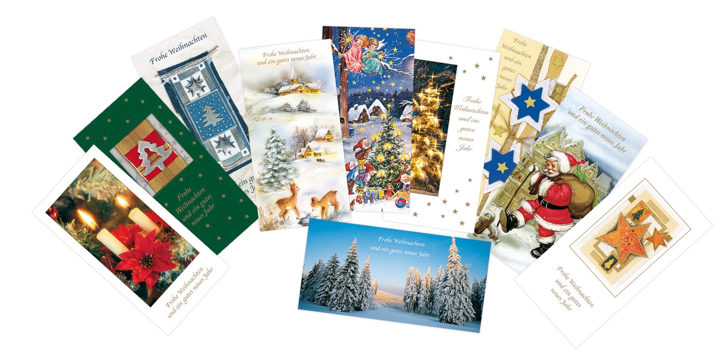 Grußkarten Weihnachten - Mehrfachpackung - 10 Karten/10 Umschläge – im Format
