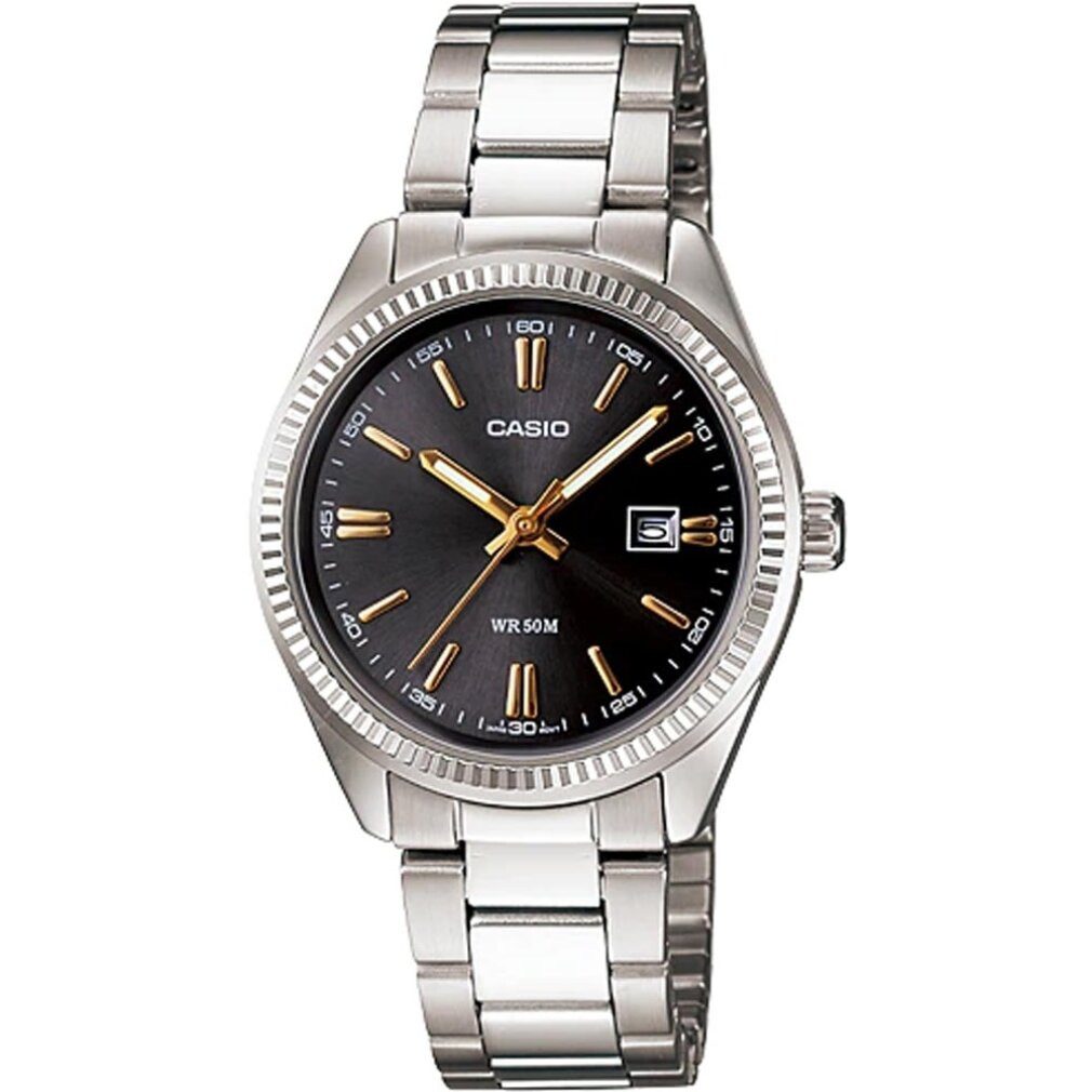 CASIO Luxusuhr MTP-1302D-1A2VDF Uhr (Armbanduhr, Edelstahl, Edelstahl, Mineral